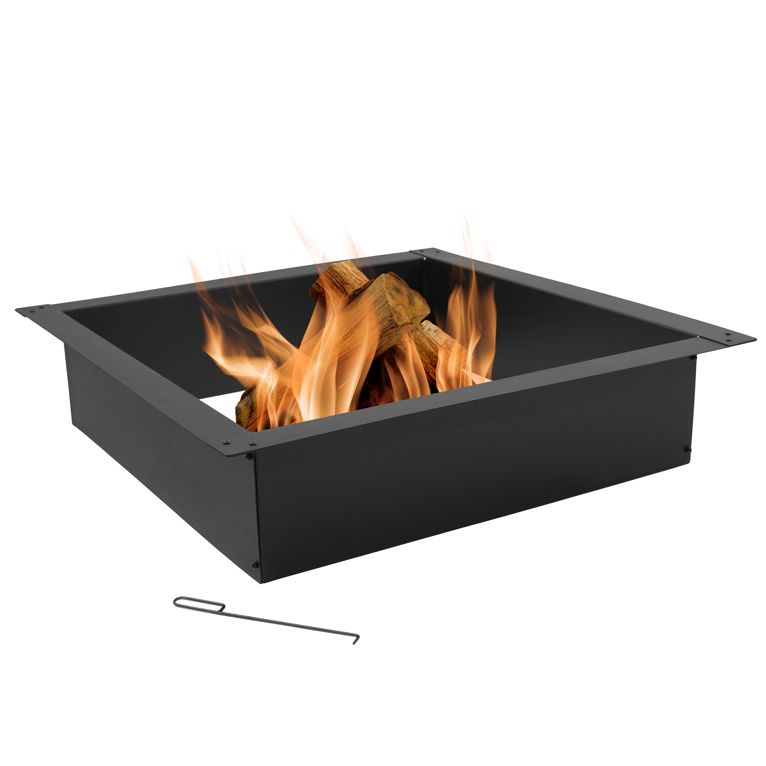 Heavy Duty Steel Square Fire Pit Insert - Durable Outdoor Fire Pit for Backyard, Patio, and Camping - Perfect for Roasting Marshmallows and Warm Gatherings