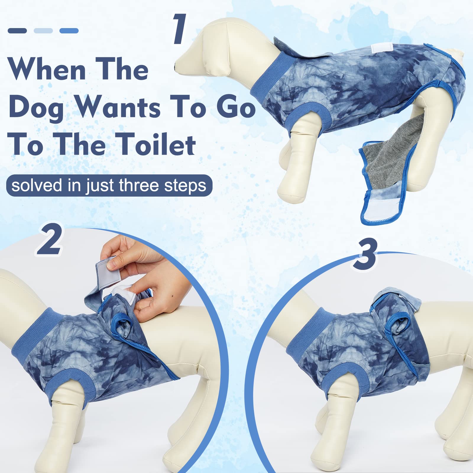 FUAMEY Post-Surgery Recovery Suit for Dogs - Soft, Breathable Dog Bodysuit, E-Collar Alternative for Male & Female Pets - Anti-Licking Surgical Suit for Spay/Neuter Wound Care - Blue Tie Dye XS - Perfect for Post-Op Recovery & Comfort at Home