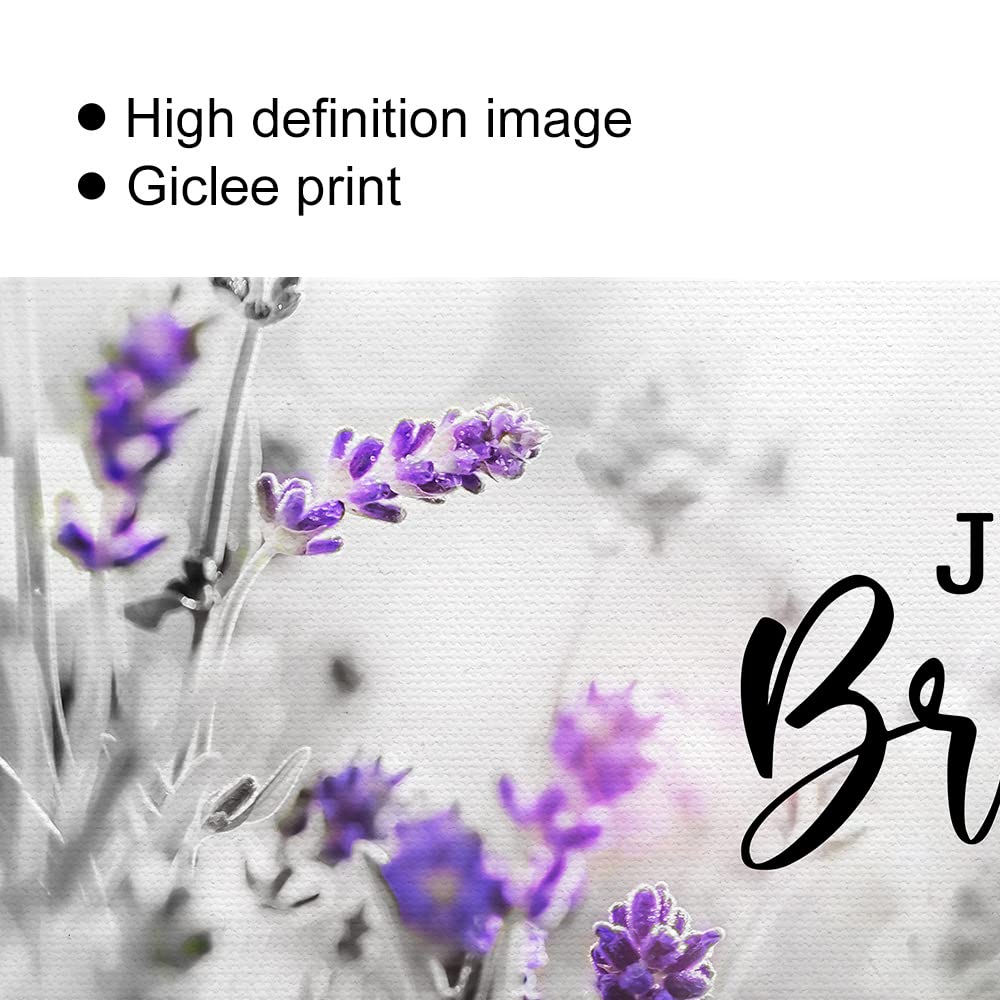 Creoate Just Breathe Purple Lavender Wall Art with Inspirational Quotes - Canvas Print for Bedroom & Home Decor - Perfect for Relaxing Spaces, Meditation Rooms and Gift Giving