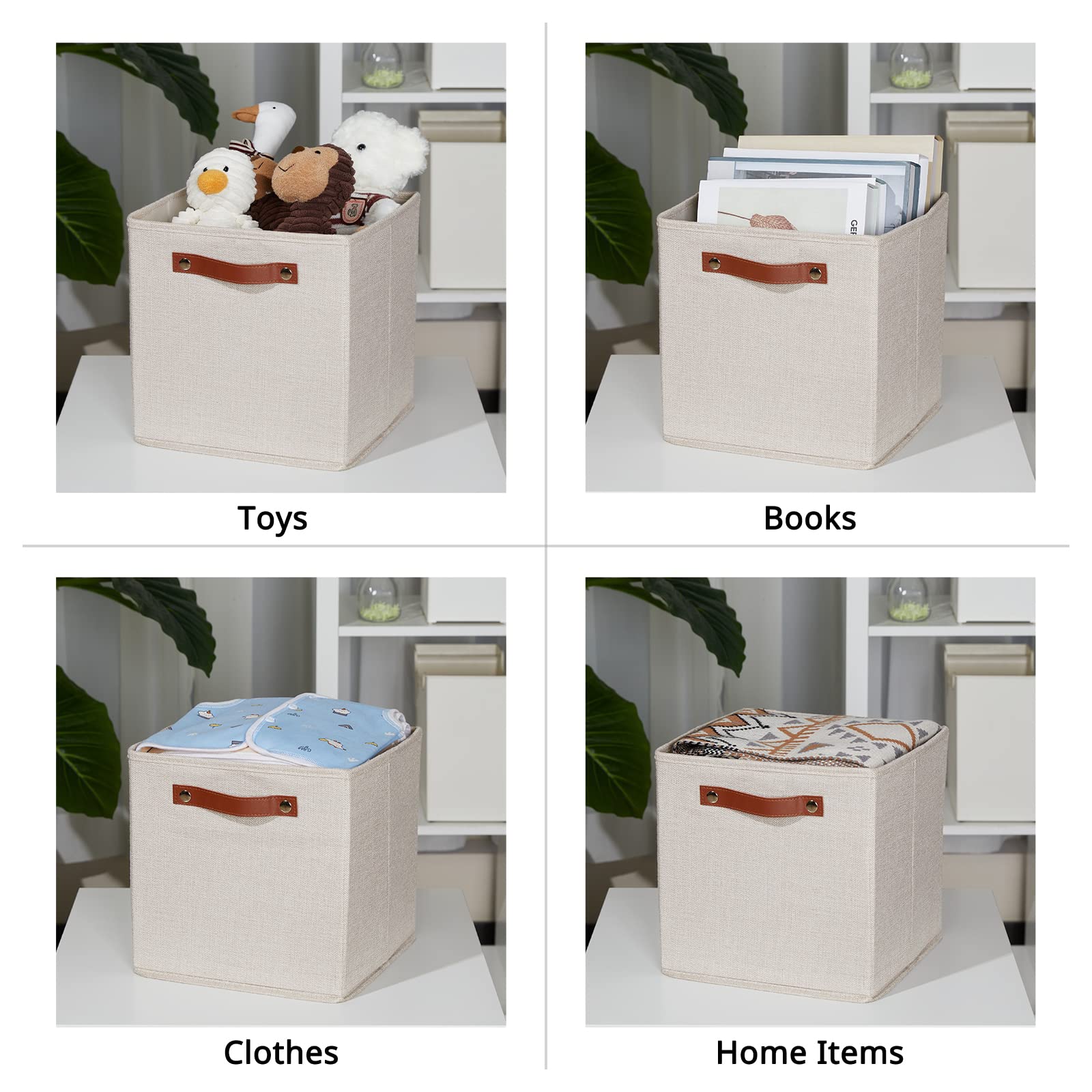 DULLEMELO 6-Pack Foldable Fabric Storage Bins with Handles - 11