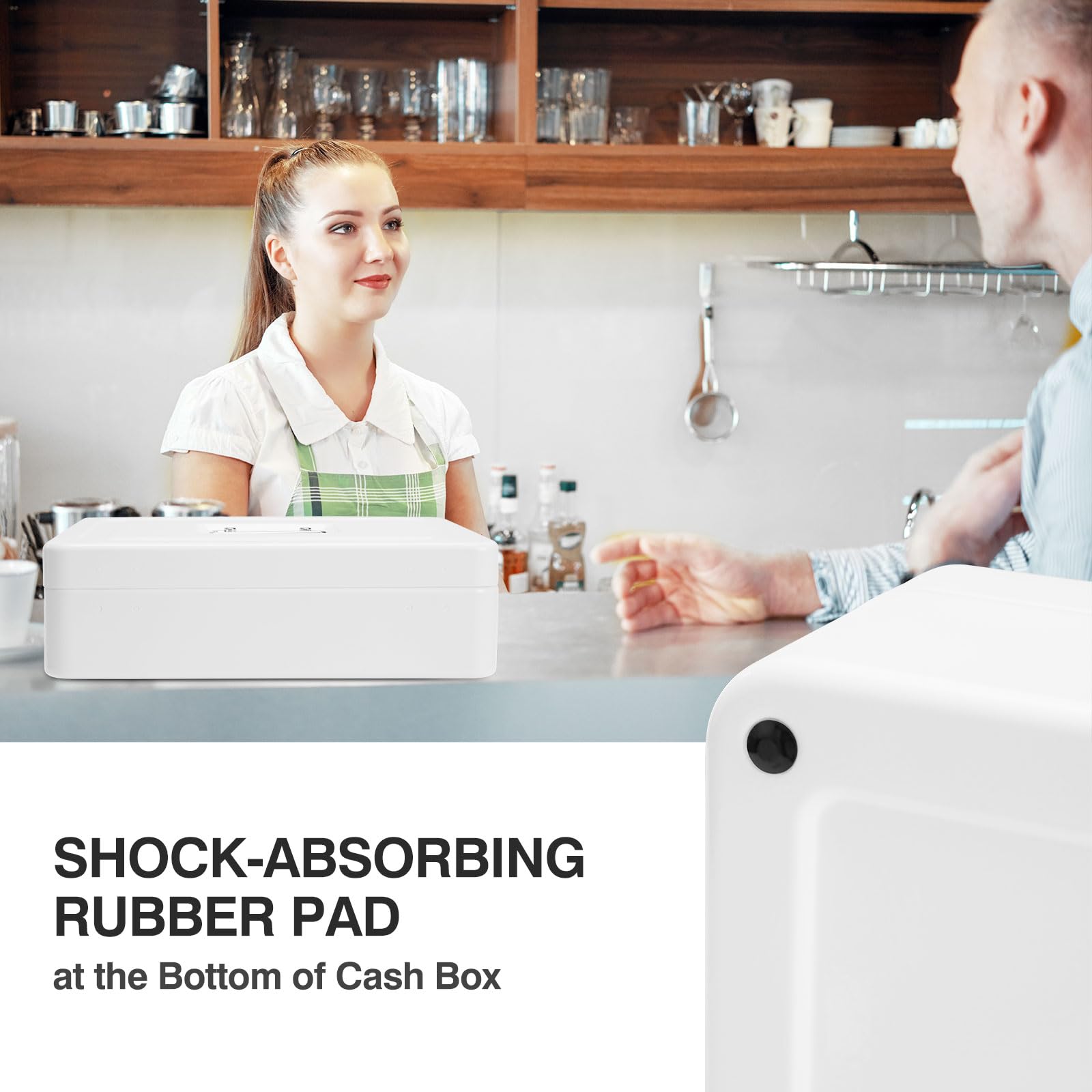Large Locking Cash Box with Combination Lock & Money Tray - Portable Safe Box for Office, Business, Retail & Home Use - 11.8