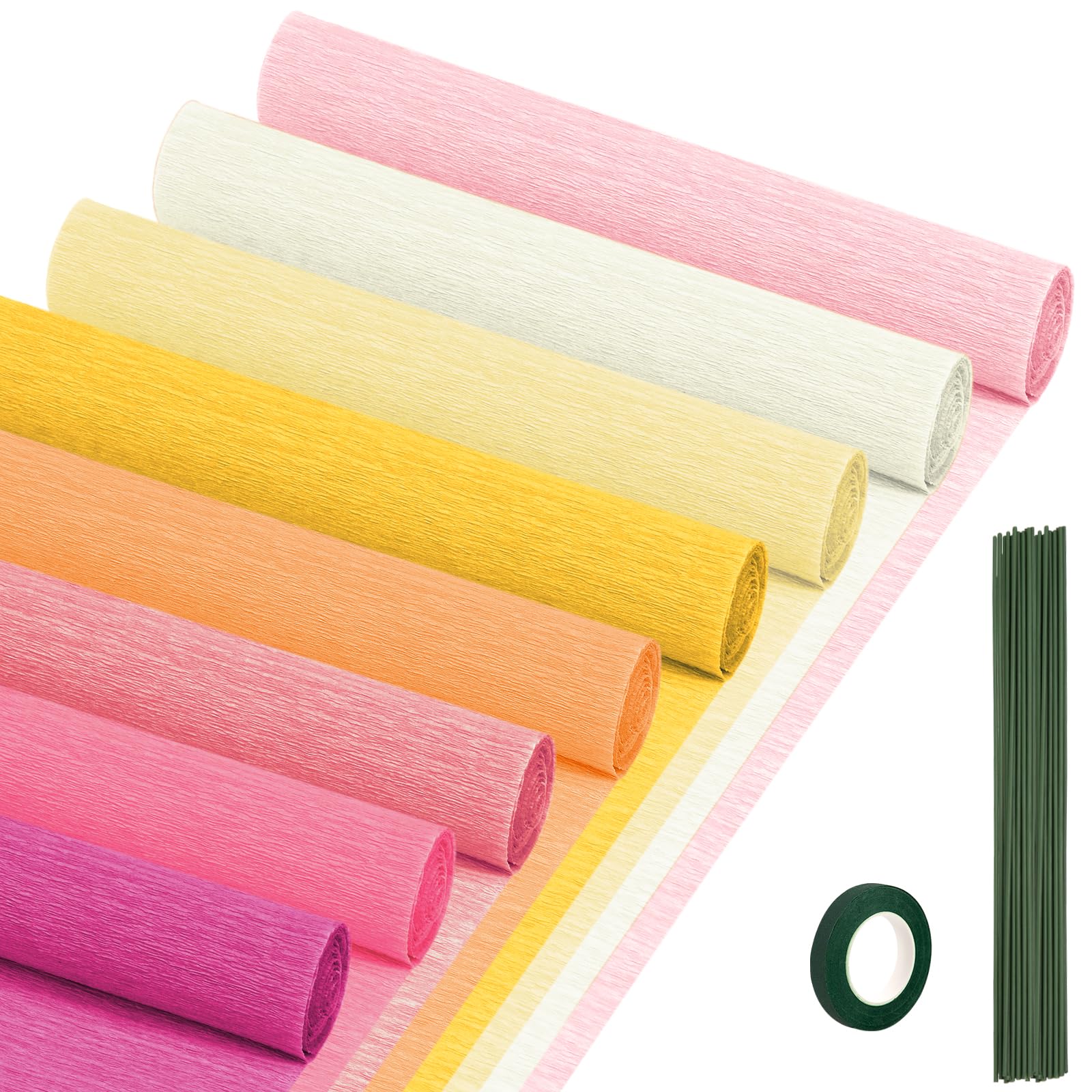 8 Rolls Crepe Paper Streamers - 10 x 98 Inch, 8 Pink Colors for DIY Crafts, Gift Wrapping, Party Decorations | Perfect for Birthday, Wedding, Holiday Decor & Paper Flower Making