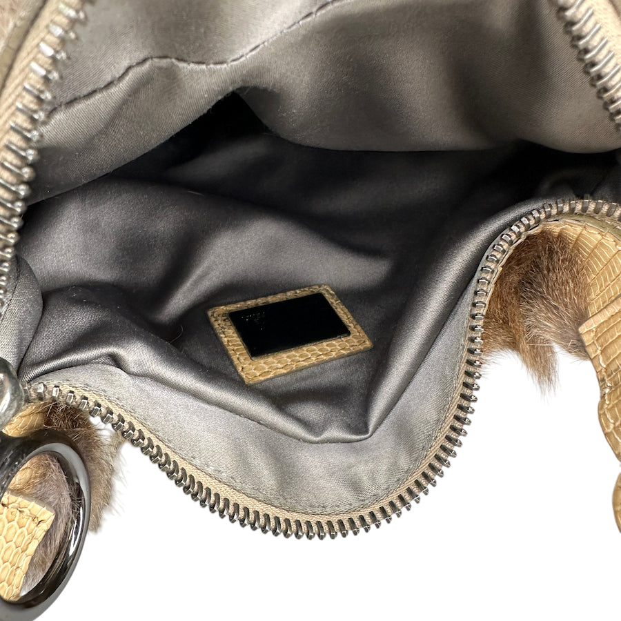 FENDI Women's Rabbit Fur Abstract Print Shoulder Bag - Luxury Designer Handbag for Women, Perfect for Parties, Evening Events & Date Nights
