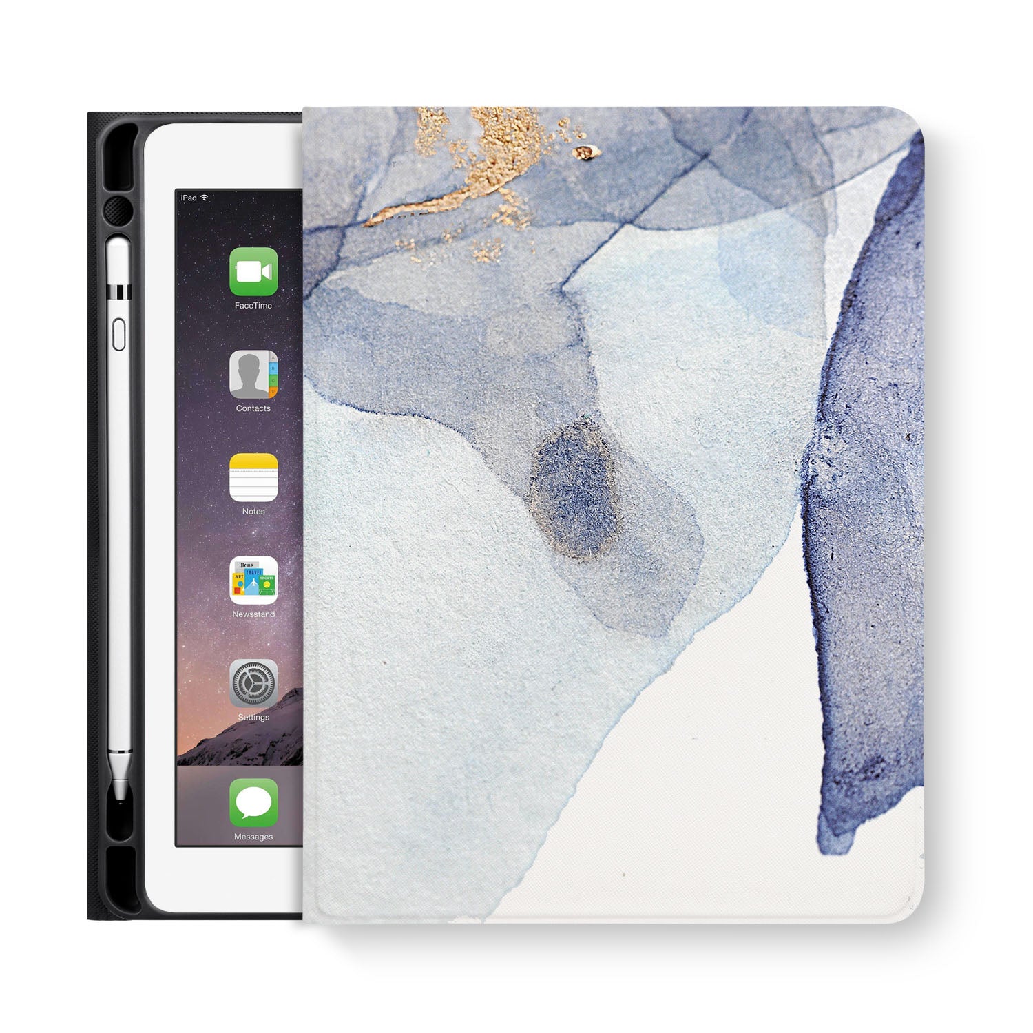 Premium Marble Art iPad Folio Case - Slim Protective Cover with Auto Sleep/Wake for iPad Pro/Air/Mini - Perfect for Work, Travel & Home Use