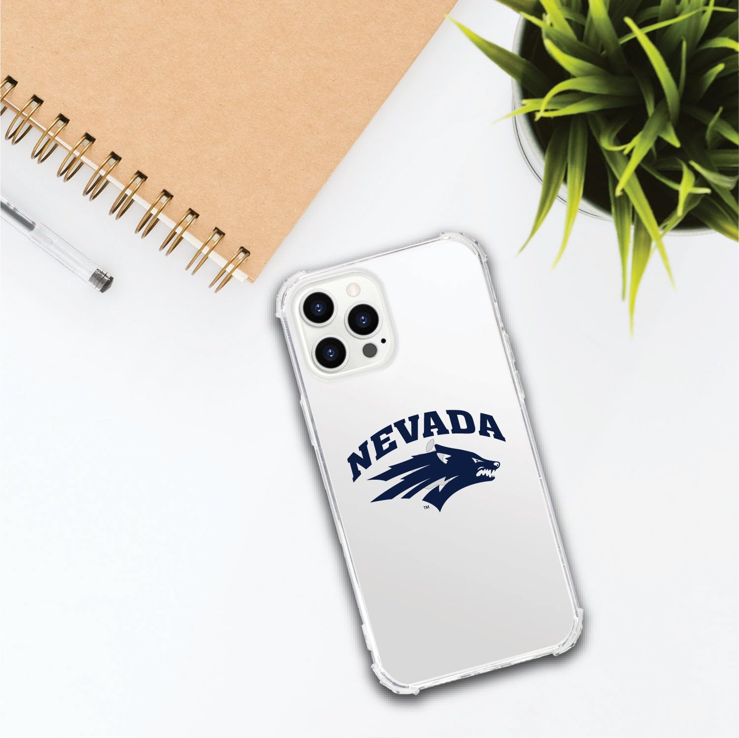 OTM Essentials Rugged Phone Case for iPhone 13 Pro Max - Shockproof Protective Cover with Reinforced Edges | Classic White Design | Perfect for University of Nevada Students & Outdoor Activities