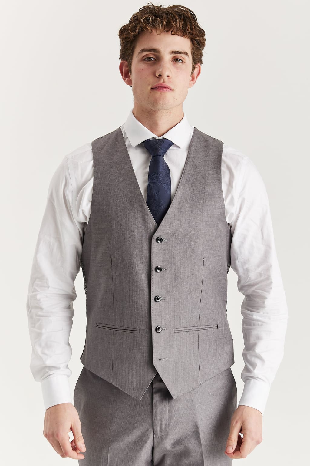 Edward Men's Grey Waistcoat Vest - Slim Fit Formal Vest for Weddings, Business & Special Occasions
