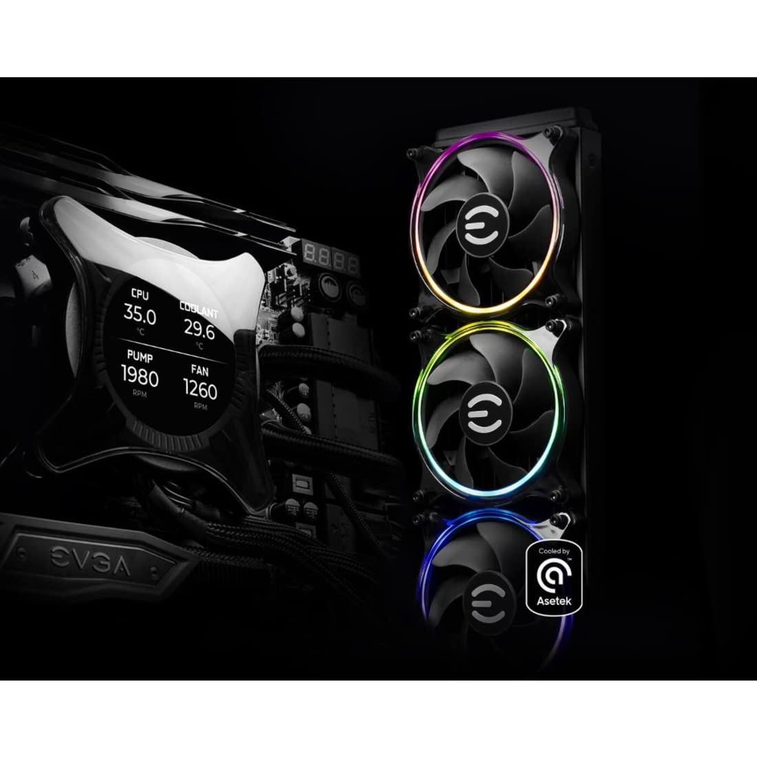 EVGA CLCx 360mm AIO Liquid CPU Cooler with LCD Display - 3x 120mm PWM ARGB Fans for Intel & AMD CPUs - 5 Year Warranty (400-HY-CX36-V1) - Perfect for Gaming PCs, Workstations, and High-Performance Cooling Solutions