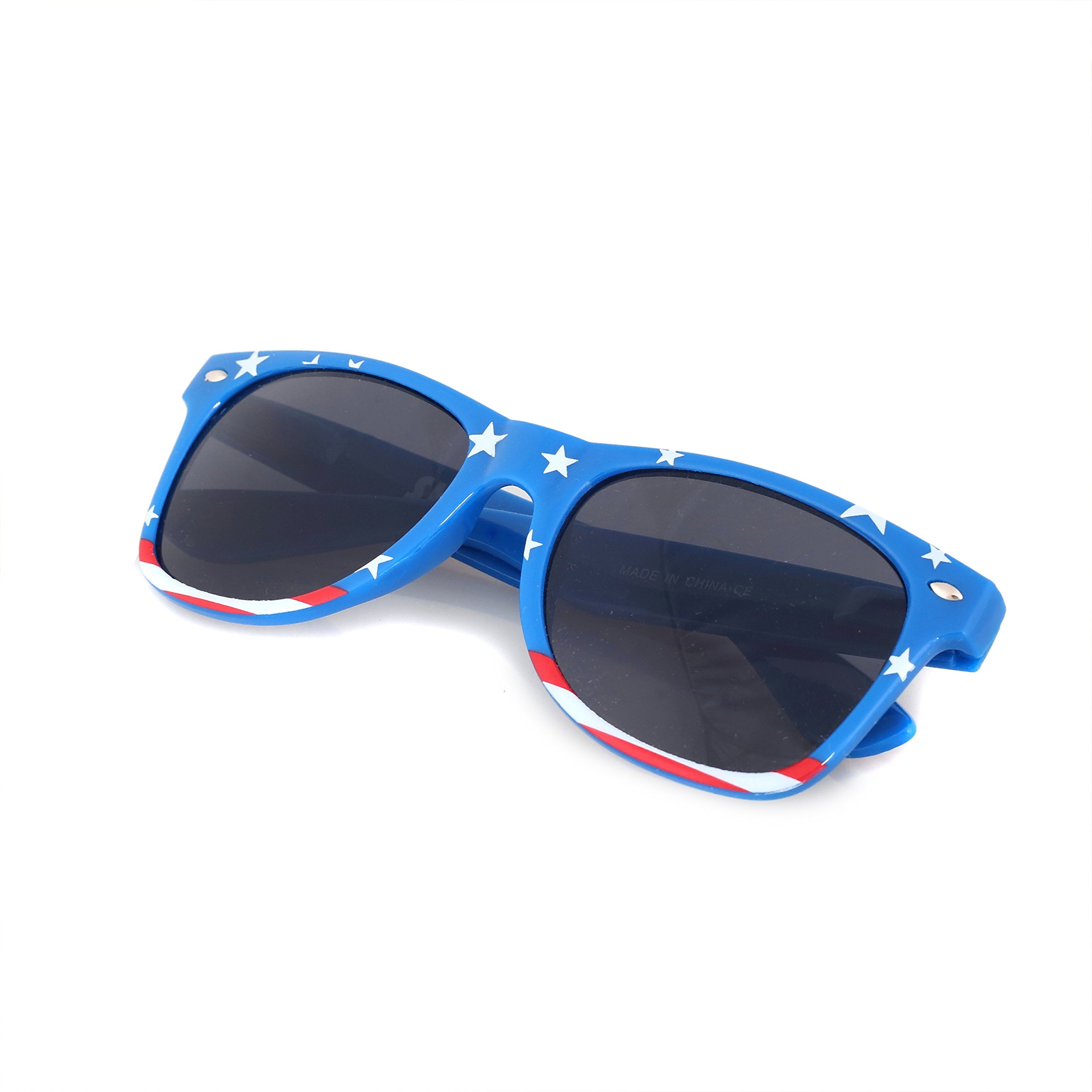 Retro 80's American Flag Sunglasses - Vintage USA Patriotic Eyewear for 4th of July, Beach, Pool Party & Summer Outdoor Activities
