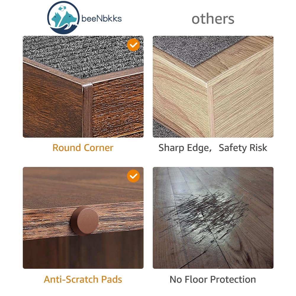 BeeNbkks Extra Wide Wooden Pet Steps - Non-Slip Dog Stairs for Medium & Large Dogs, Cats, Elderly & Injured Pets - Helps Short-Legged Puppies Reach Couch, Sofa, High Bed & Windowsill - Perfect for Living Room, Bedroom & Home Decor