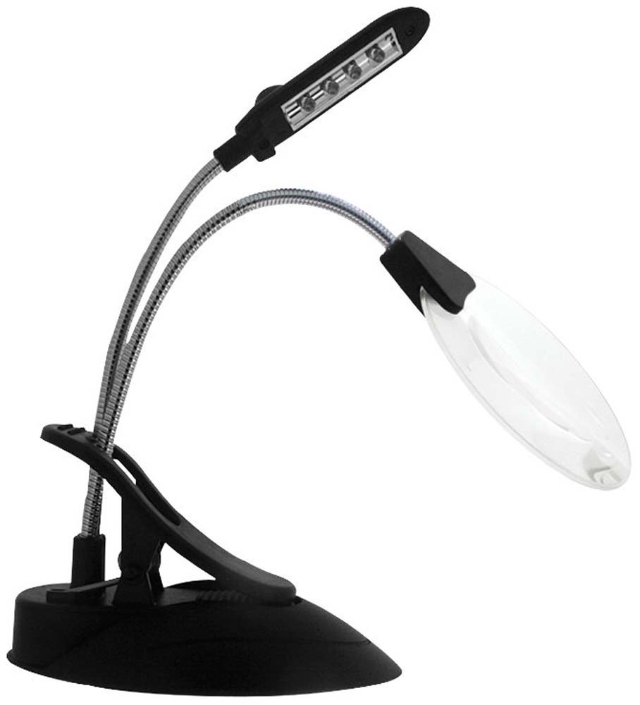 Double Gooseneck LED Magnifier Lamp with Clip - 4