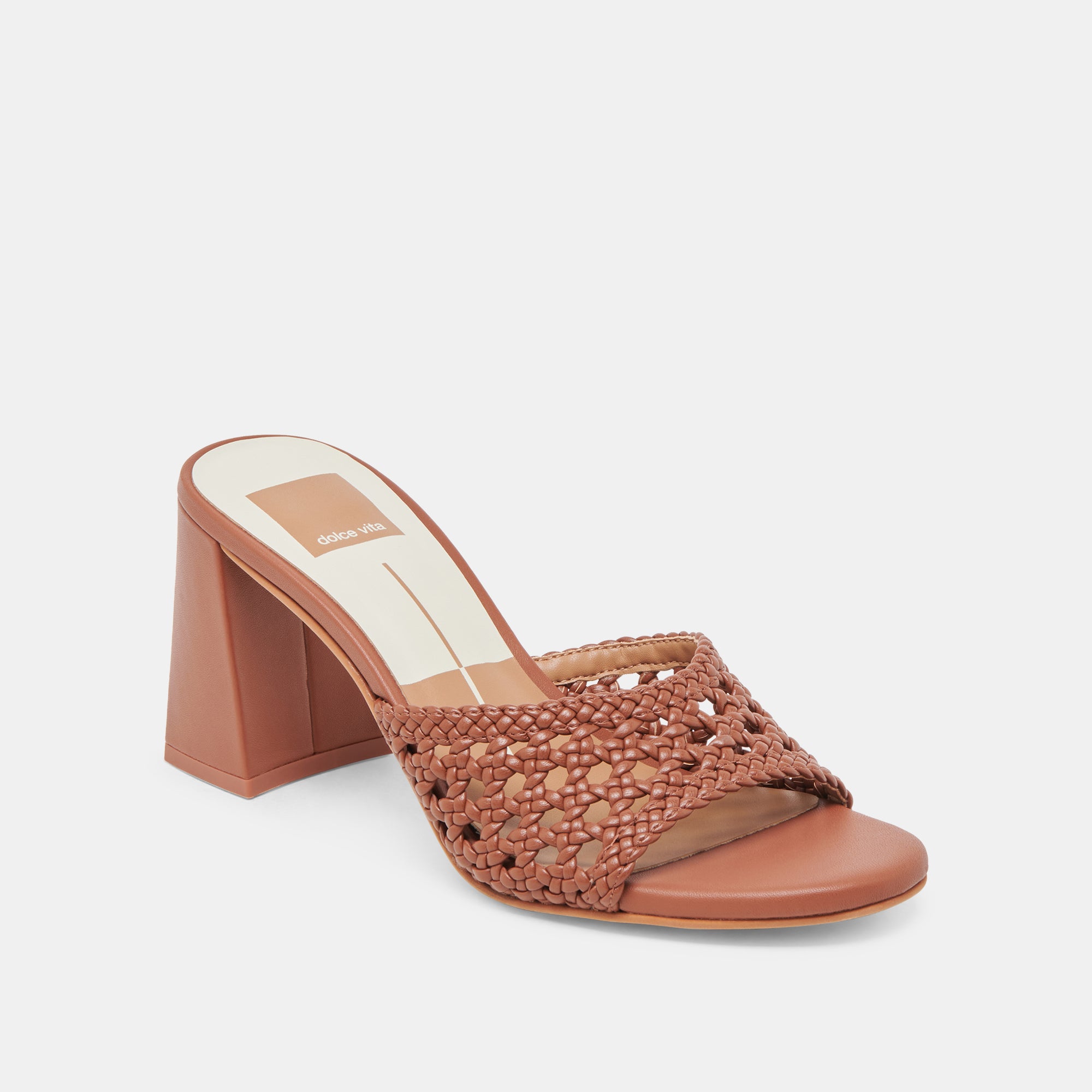 MARGOE Women's Cognac Woven Leather Heels - Stella Collection | Comfortable High Heels for Work, Party & Special Occasions