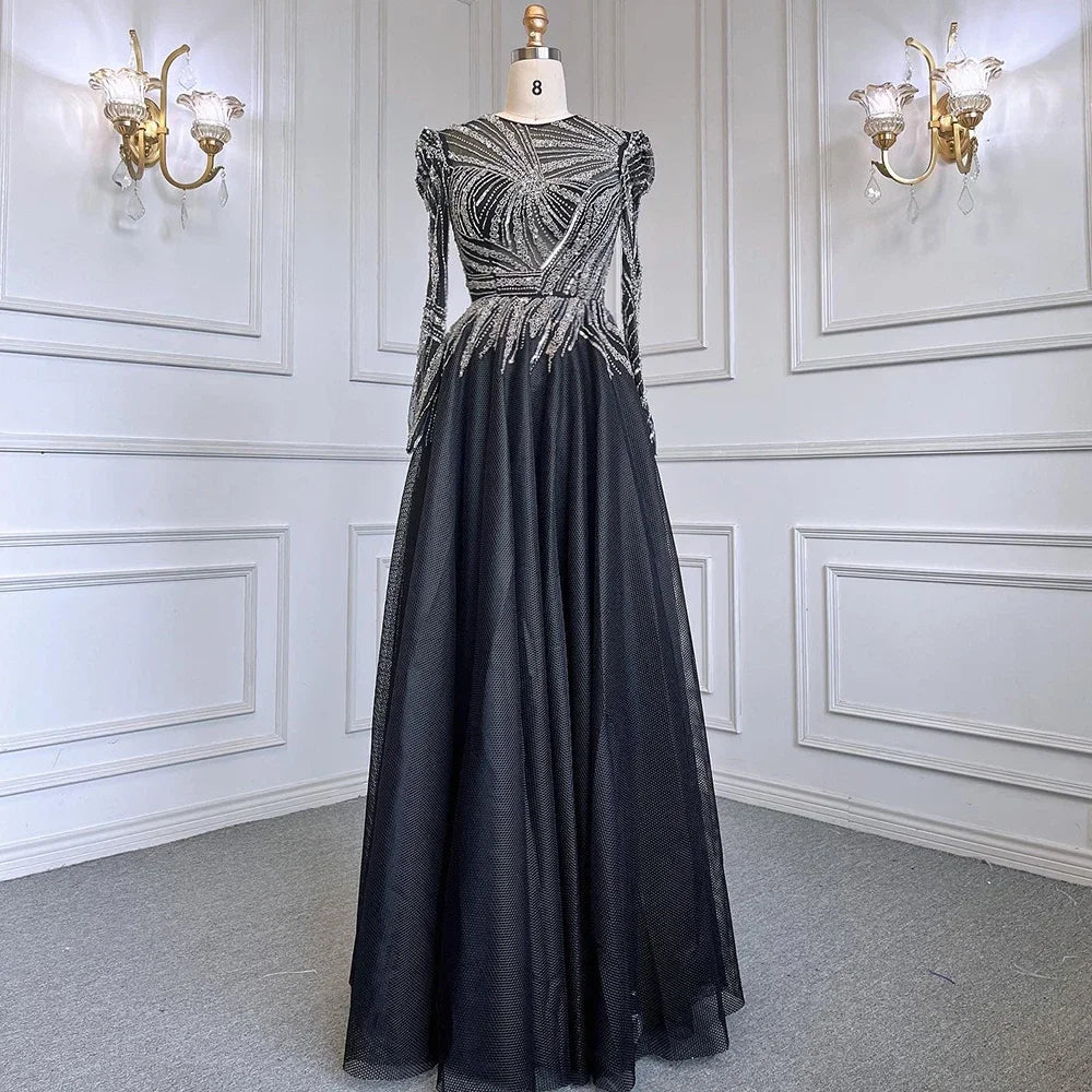 Serene Hill Muslim Pink A-Line Beaded Luxury Evening Dress Gown for Women - Wedding Party Formal Wear 2025 (LA71290A) | Elegant Islamic Modest Dress for Special Occasions, Bridal Events & Evening Galas