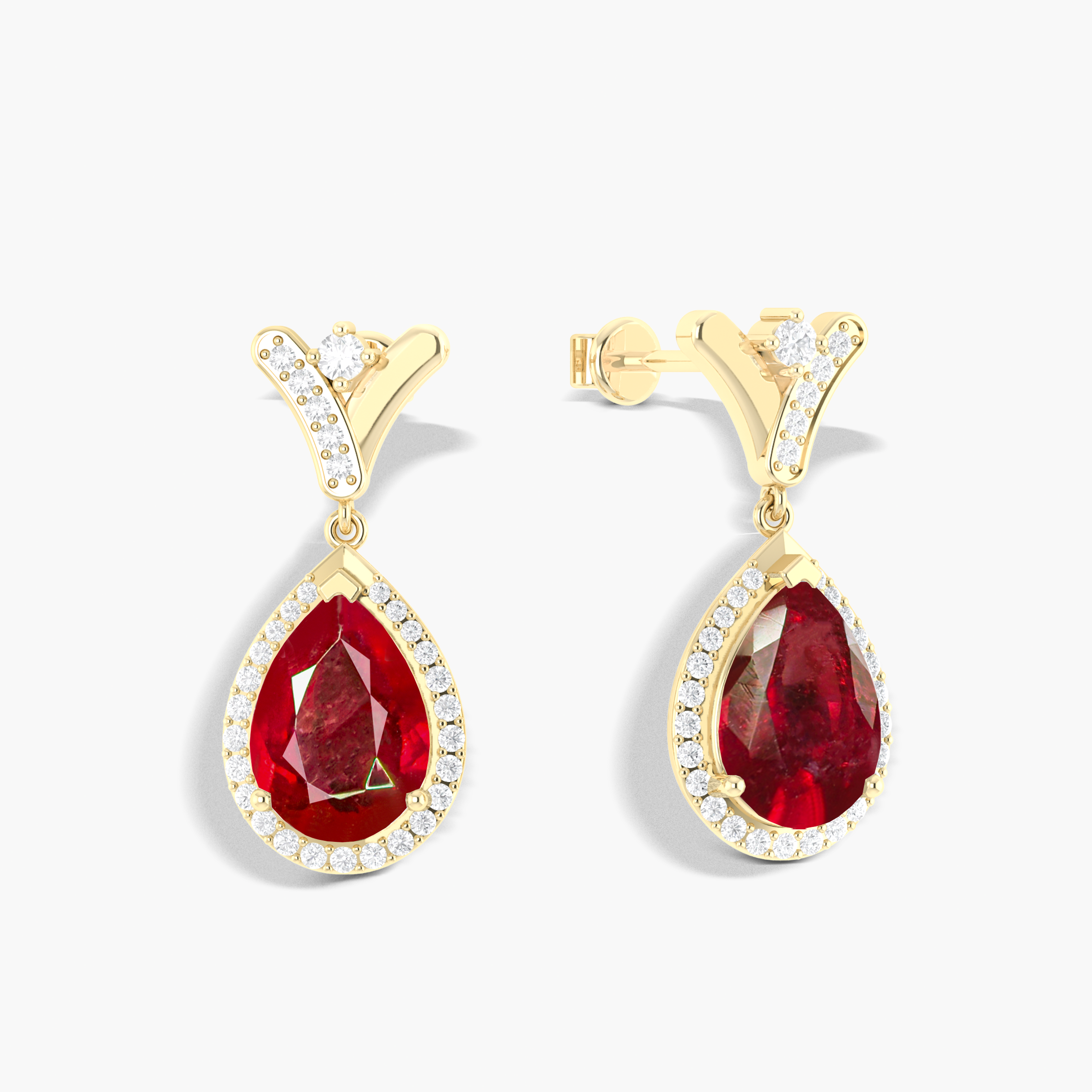 Natural Ruby Drop Earrings - V-Shaped Design with Secure Push Back Closures | Perfect for Weddings, Parties & Special Occasions