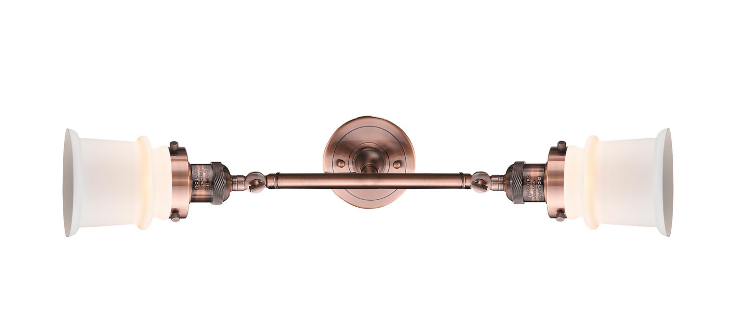 Franklin Restoration Collection Antique Copper 2-Light Bathroom Vanity Light - Small Canton Design with LED Bulbs Included, Perfect for Bathroom, Powder Room, or Dressing Area Lighting