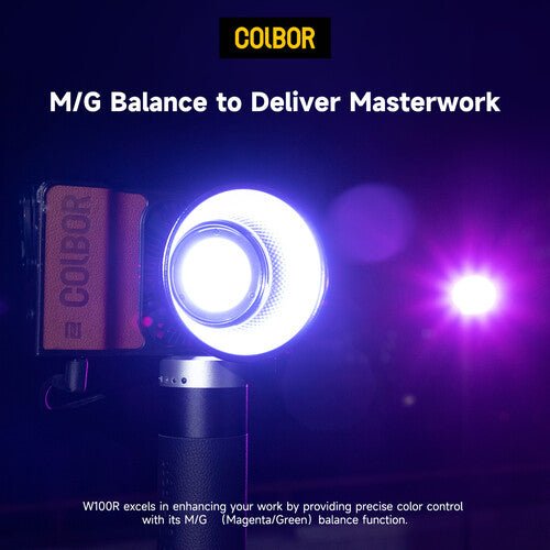 COLBOR W100R Portable RGB LED Monolight - Professional Photography Lighting for Studio, YouTube Videos & Live Streaming - Compact & Powerful Continuous Light for Content Creators