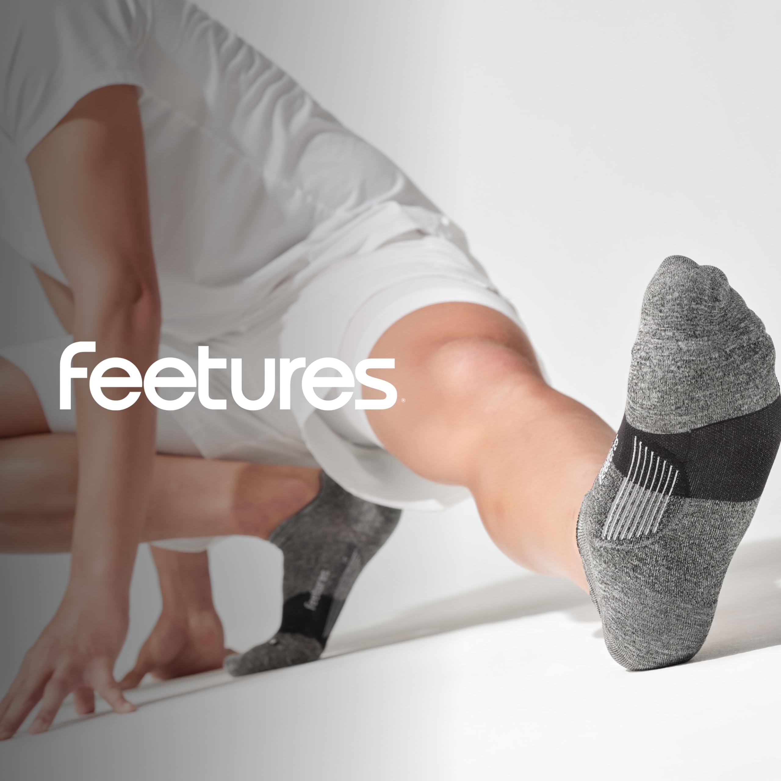 Feetures Elite Ultra Light Cushion Ankle Socks - Breathable Running Socks with Targeted Compression for Men & Women - Perfect for Marathon, Gym & Outdoor Sports - 6 Pairs (New Gray, Medium)