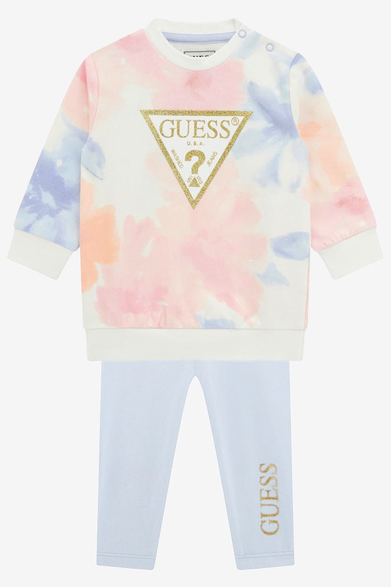 Ava Pink & Blue Sweatshirt & Leggings Set - Women's Casual Loungewear for Yoga, Running & Everyday Comfort