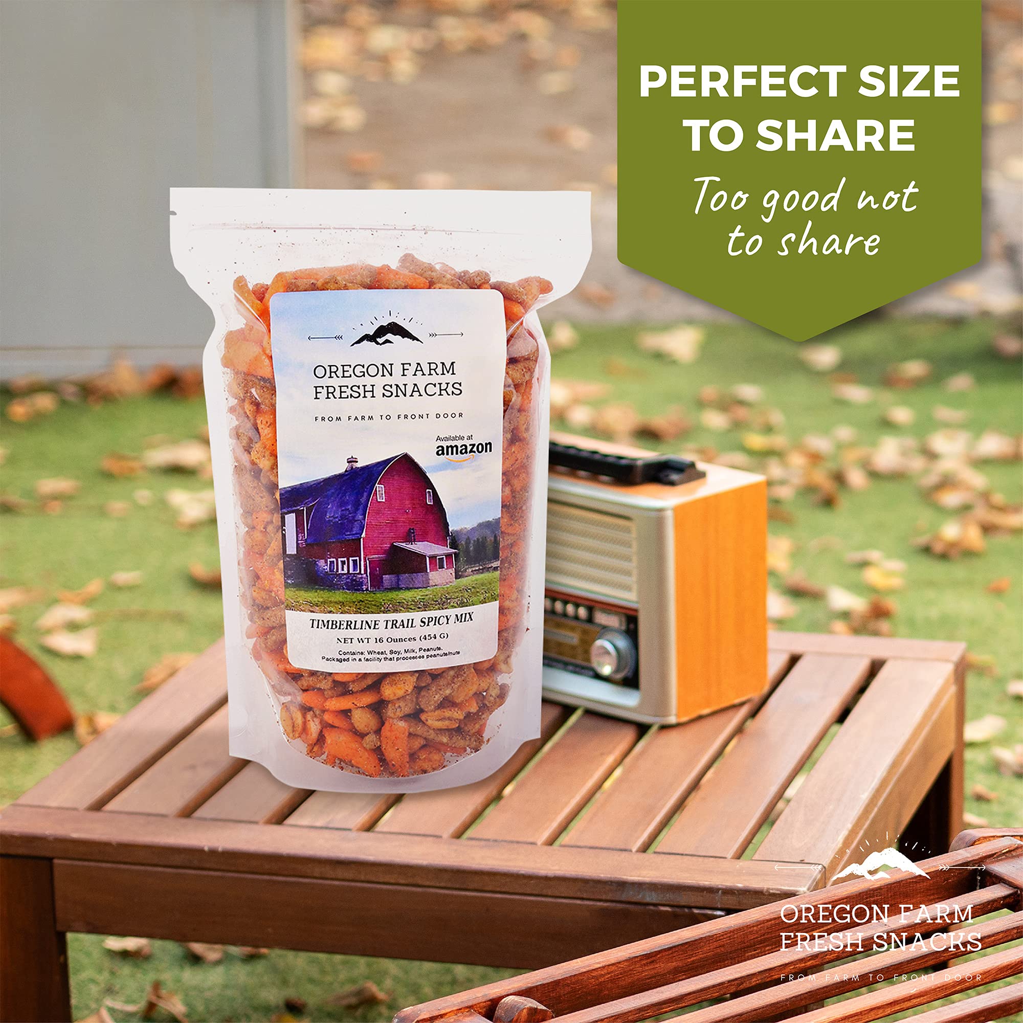 Oregon Farm Fresh Spicy Nuts & Cajun Sticks Trail Mix - 16oz Resealable Bag - Hot & Spicy Snack Pack for Game Night, Hiking, Camping & Office Snacks - Hand-Blended Premium Trail Mix