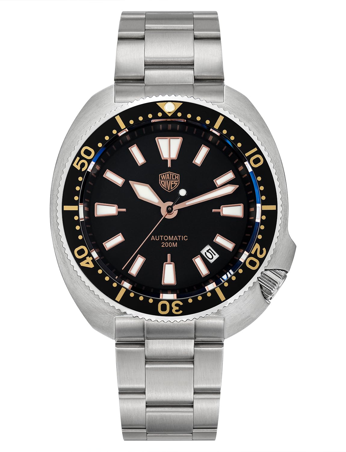 **Watchdives Automatic Diver Watches for Men - NH35 Movement, 200M Water Resistant, Sapphire Crystal, 316L Stainless Steel Bracelet, Luminous Hands - Perfect for Diving, Swimming & Outdoor Adventures**