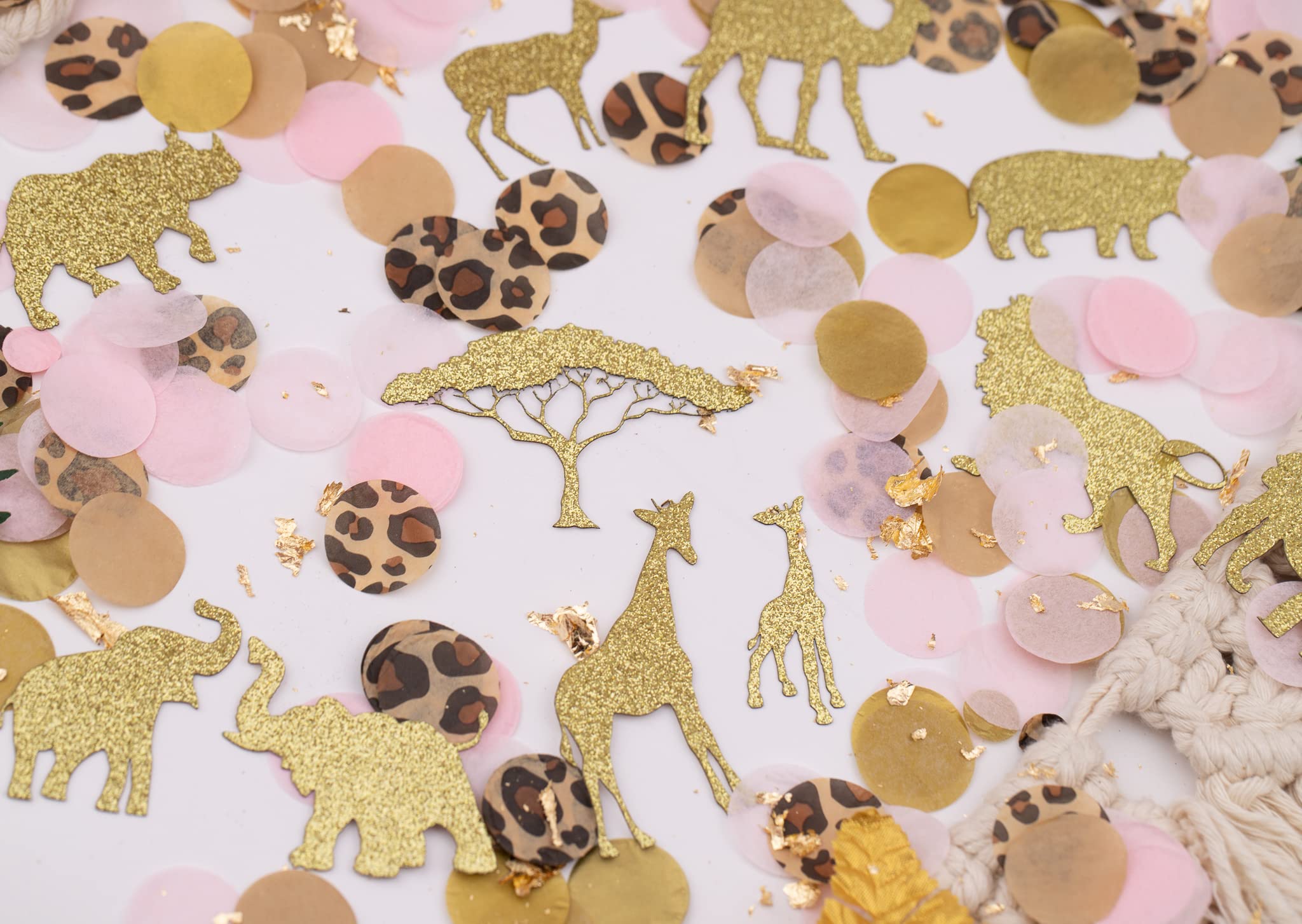 Pink Jungle Safari Baby Shower Decorations for Girls - Animal Print Party Supplies with Confetti | Perfect for Baby Showers, First Birthdays & Jungle-Themed Nursery Decorations