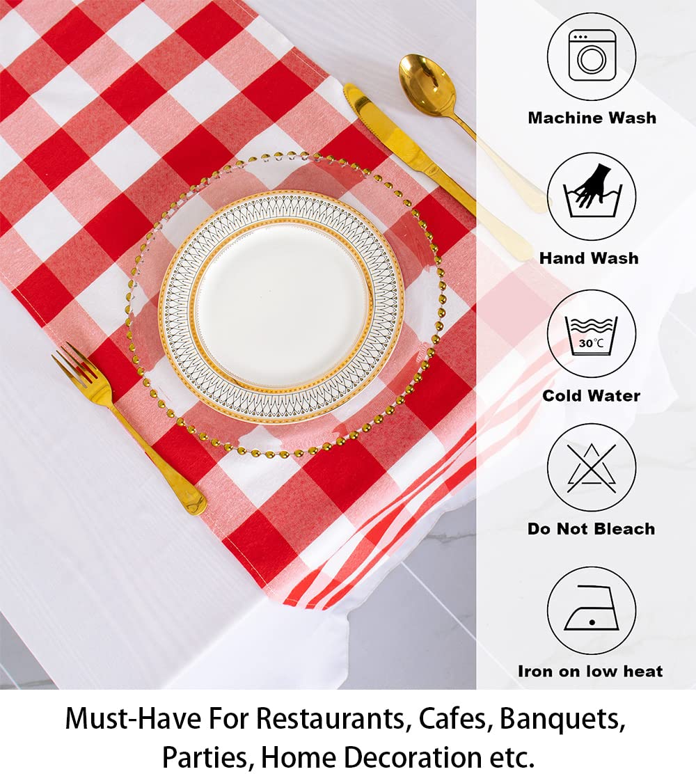 Buffalo Check Table Runner 13x72 Inches - Red and White Cotton Checkered Table Cover for Farmhouse, Kitchen & Dining Room Decor - Perfect for Family Dinners, Holiday Parties & Rustic Weddings