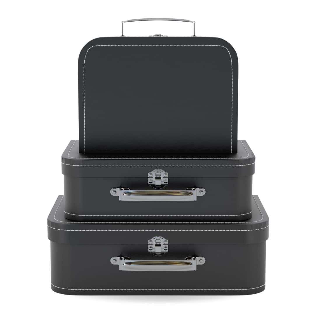 Vintage Suitcase Storage Boxes Set of 3 - Travel Decor & Home Organization