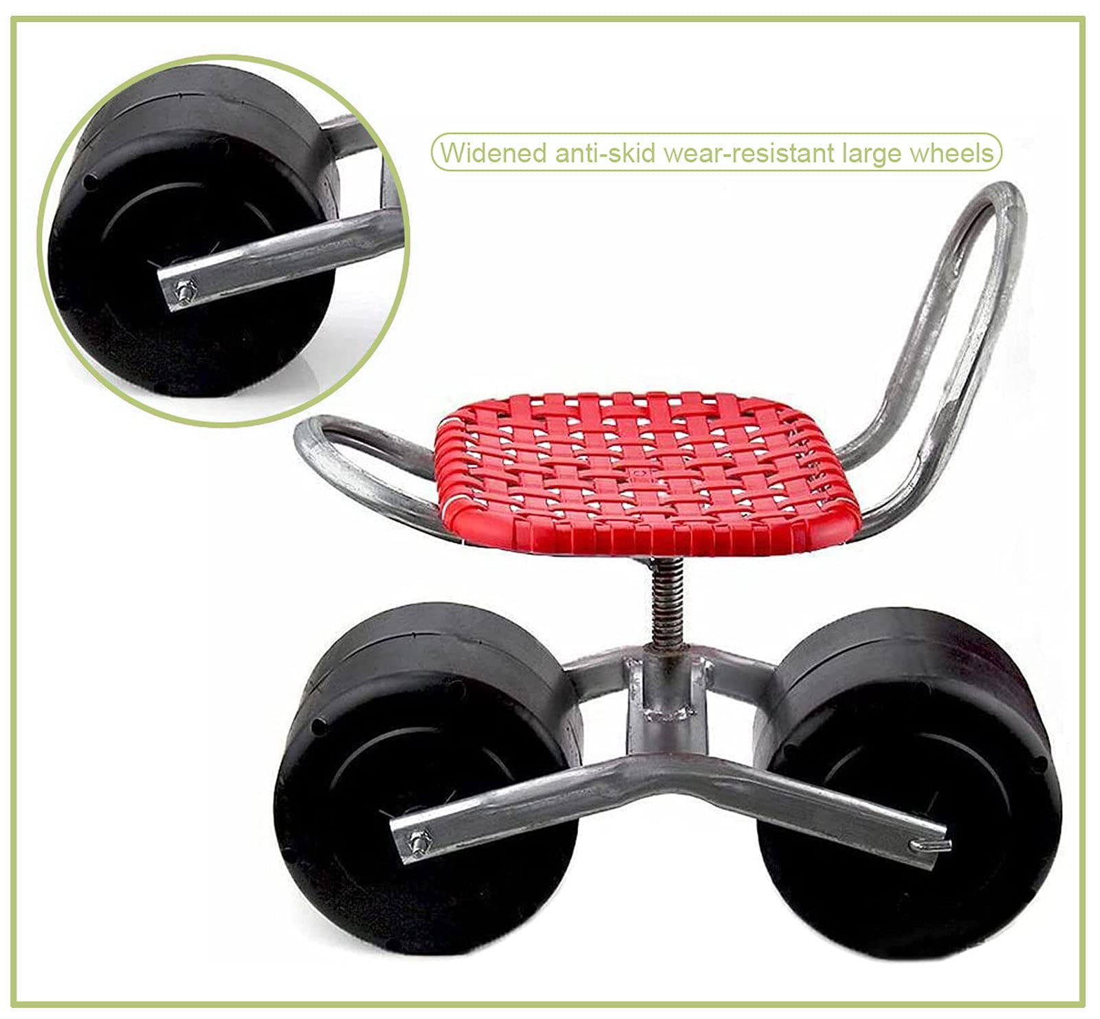 Mobile Garden Stool with Wheels - 360° Rotating & Height Adjustable Rolling Gardening Seat, Portable Garden Cart with Umbrella Stand | Perfect for Outdoor Planting, Weeding & Yard Work