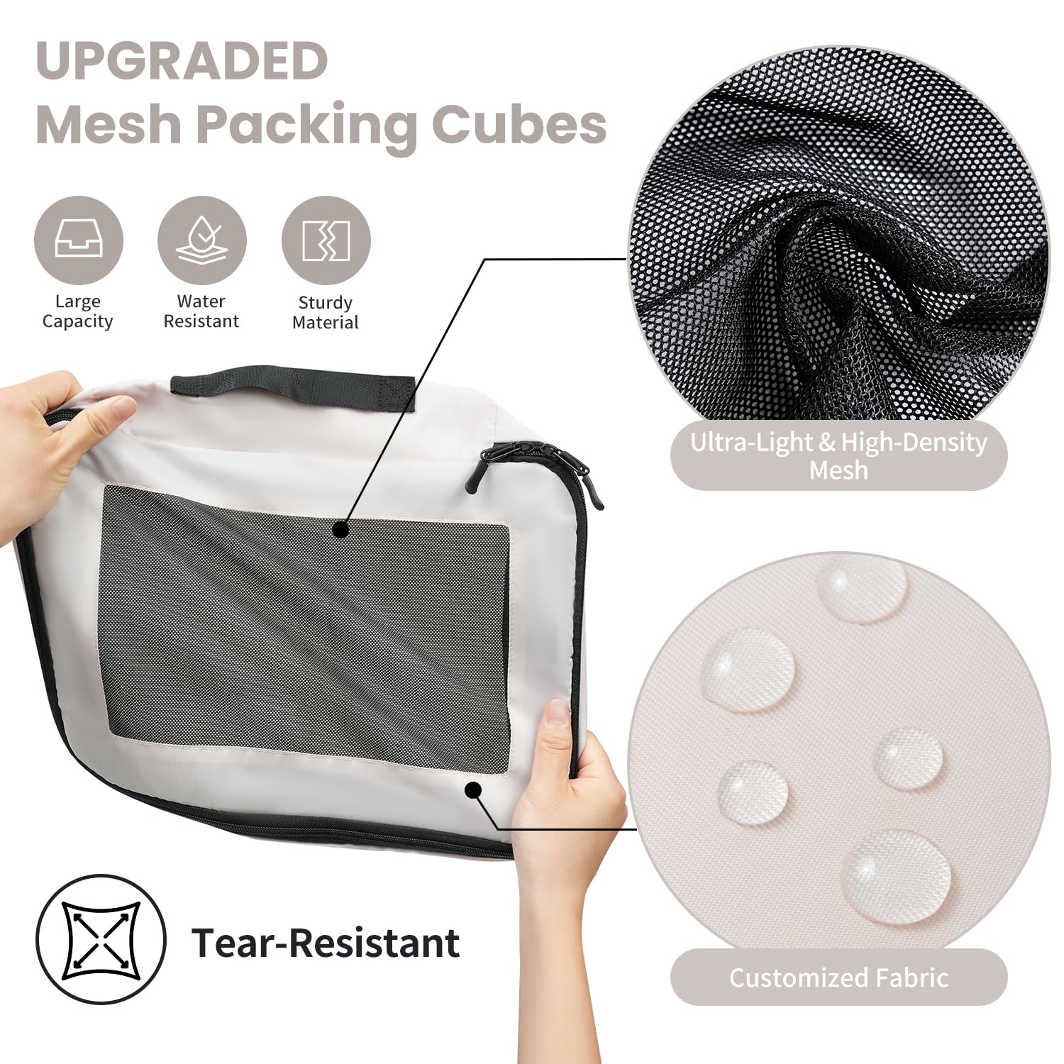 Premium 10-Piece Packing Cubes Set for Travel - Durable Luggage Organizer in Cream (XL/L/M/S) - Perfect for Toiletries, Underwear, Shoes & Travel Essentials - Ideal Women's Gift for Business Trips, Vacations & Weekend Getaways