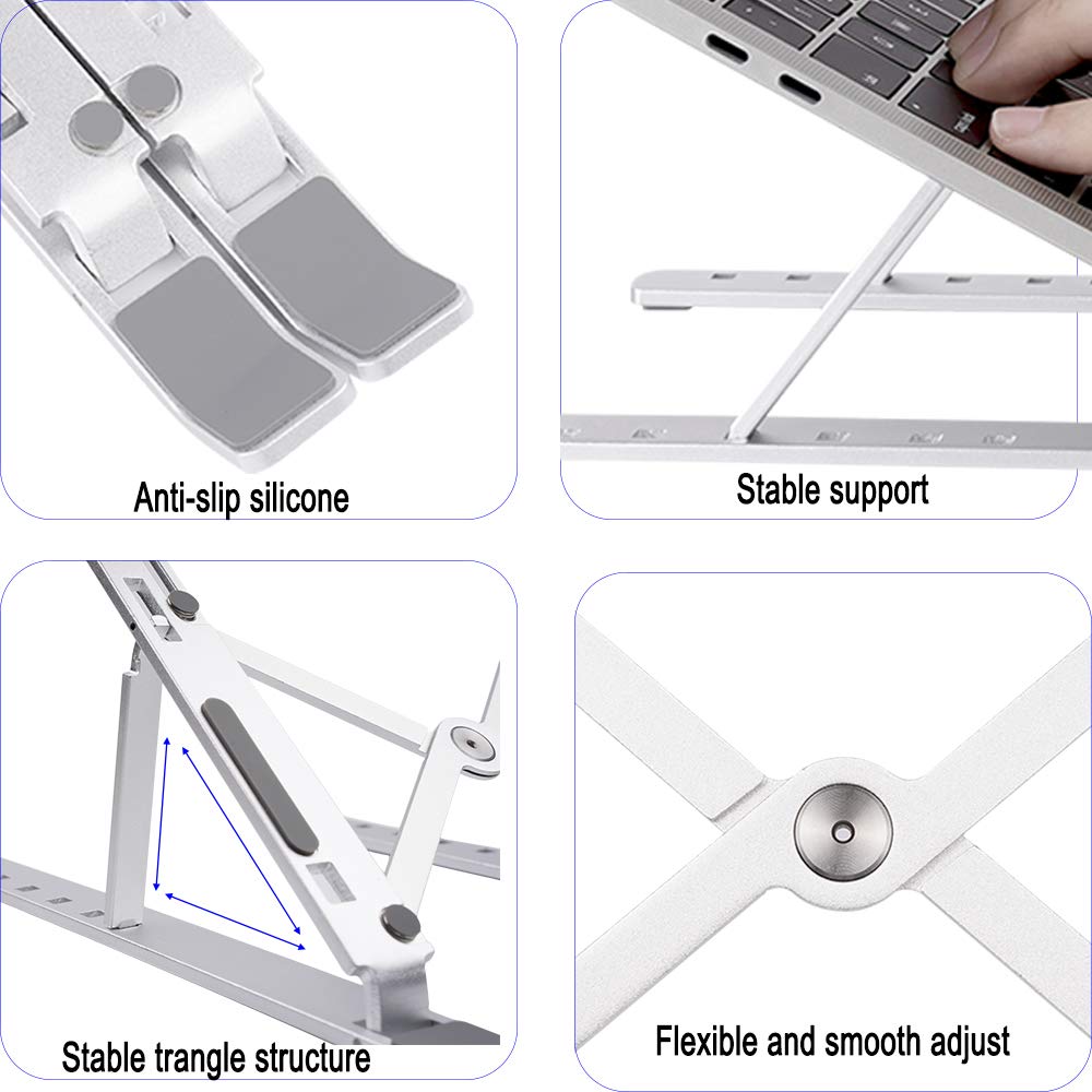 Adjustable Laptop Stand for Desk - Portable & Ergonomic Laptop Riser Holder Compatible with 10-17.3 Inch MacBook, Dell, HP - Black | Perfect for Home Office, Gaming & Workspace Setup