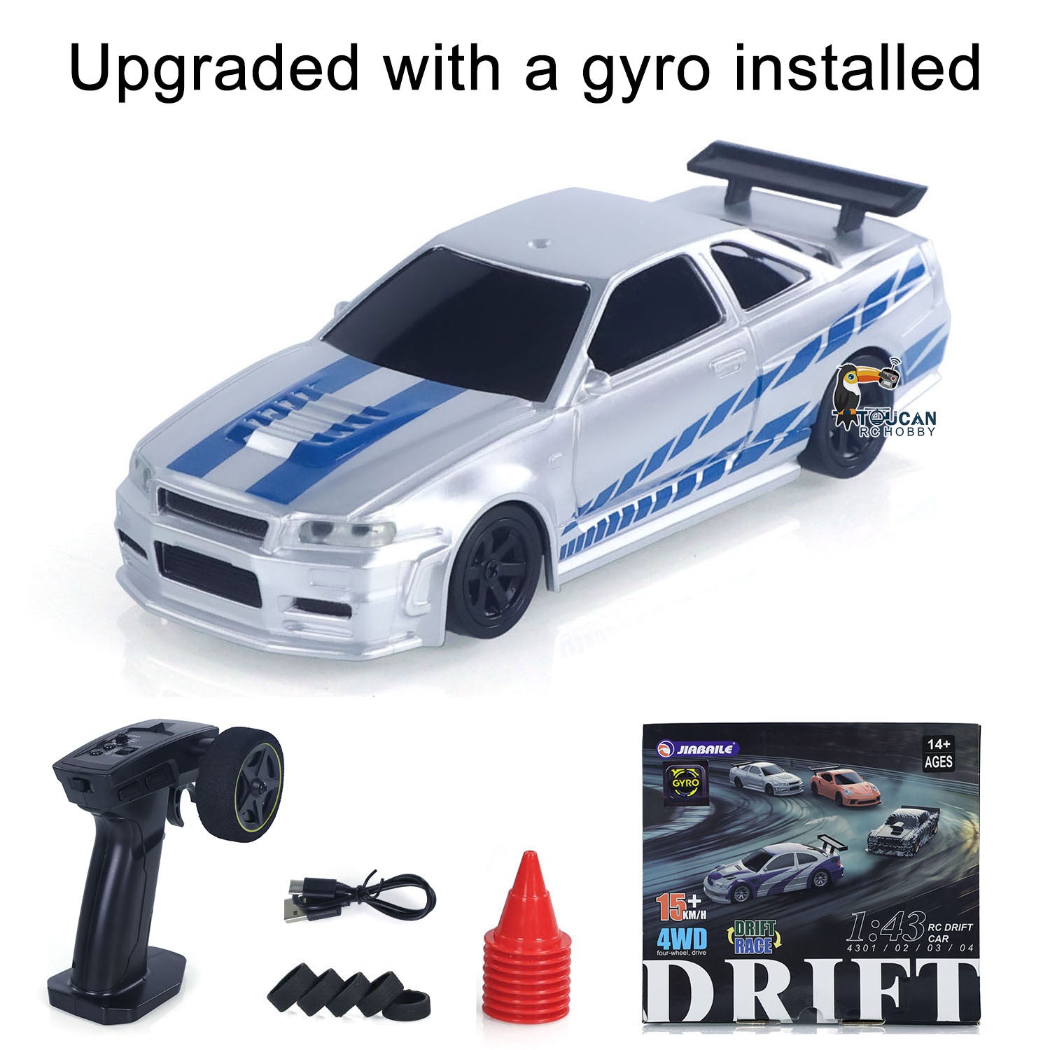 2.4GHz 1/43 Scale 4WD RC Drift Car - High Speed Remote Control Racing Vehicle with Gyroscope, LED Lights & RTR (Ready-to-Run) - Perfect for Indoor Racing, Drift Competitions & RC Hobby Enthusiasts