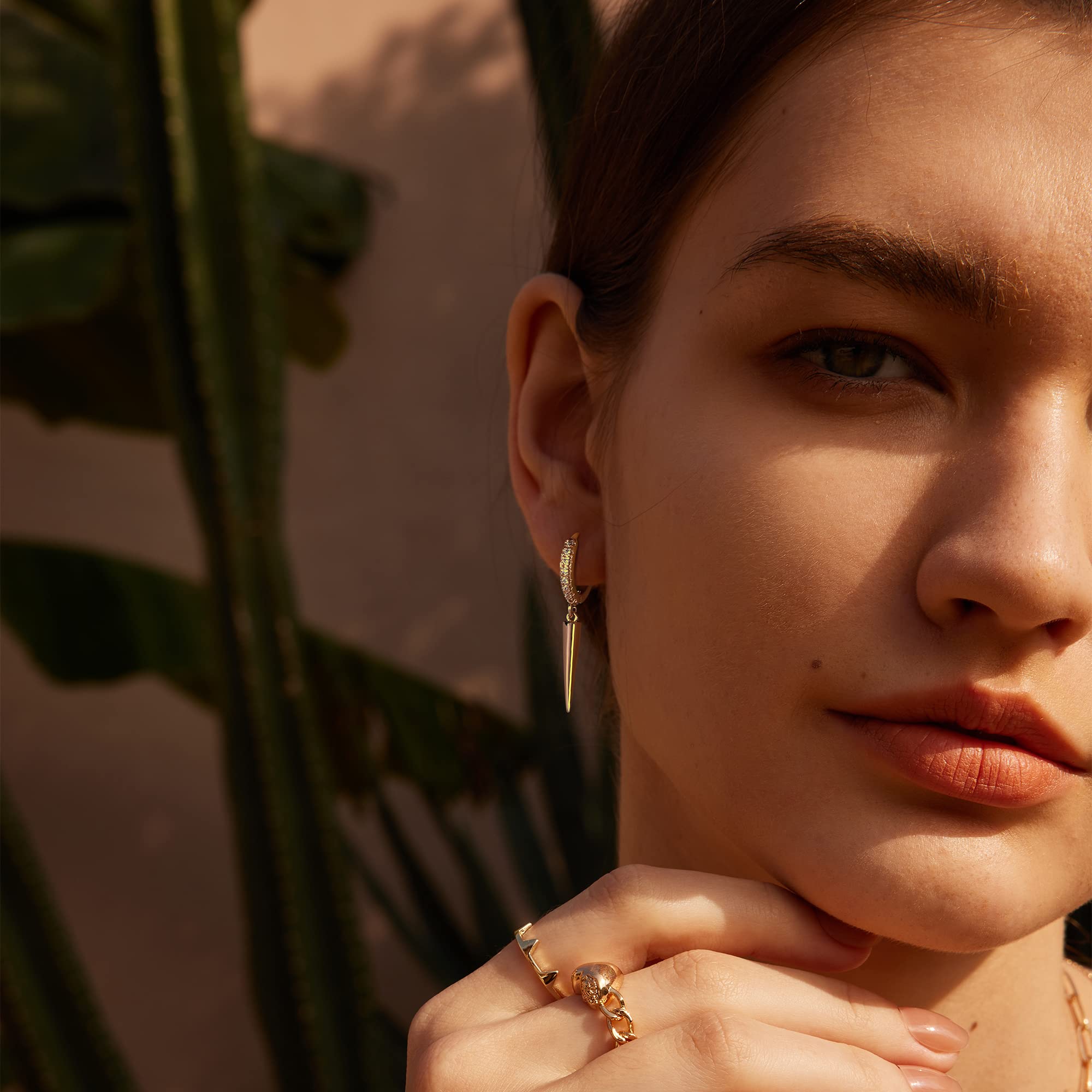 VALLOEY ROVER 14K Gold Plated Hoop Earrings for Women - Hypoallergenic Dainty Dangle Earrings with Charm | Perfect for Everyday Wear, Parties & Gifts