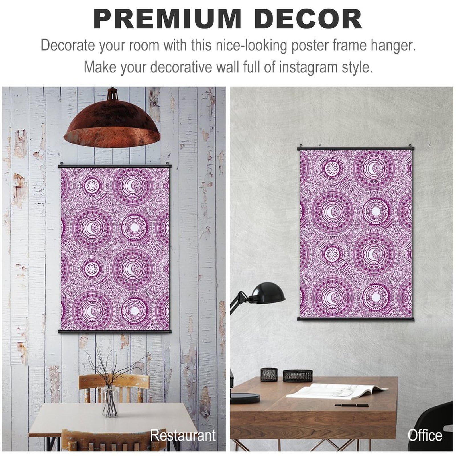 Lilac Mandala Stars and Moons Wall Art Canvas Print - Boho Home Decor for Living Room, Bedroom & Office - Perfect for Meditation Spaces and Spiritual Decor