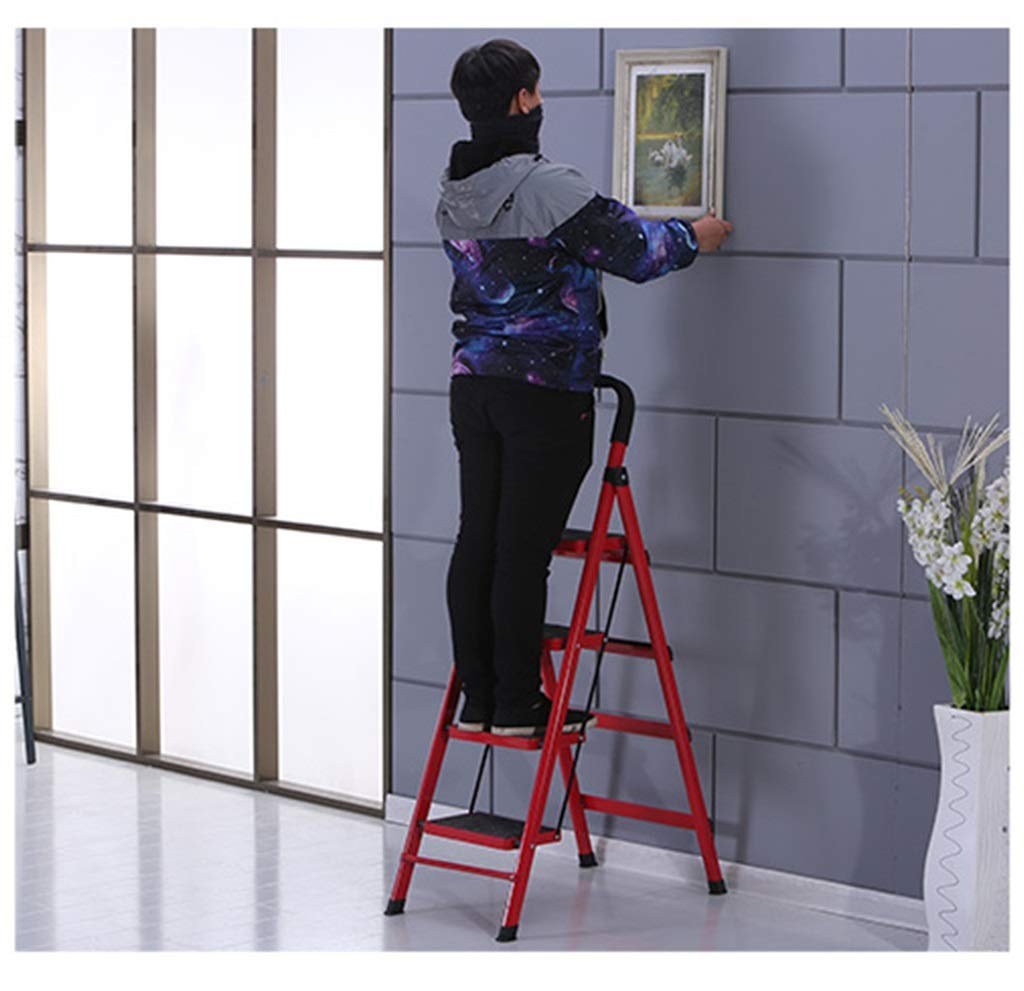 **Heavy Duty 4-Step Iron Folding Ladder - Dual Purpose Safety Step Stool for Garden, Orchard, Shop & Home - Large Pedal Design for Trimming & Maintenance**    *(Perfect for Gardening, Home Repairs, Warehouse Use & Outdoor Maintenance)*