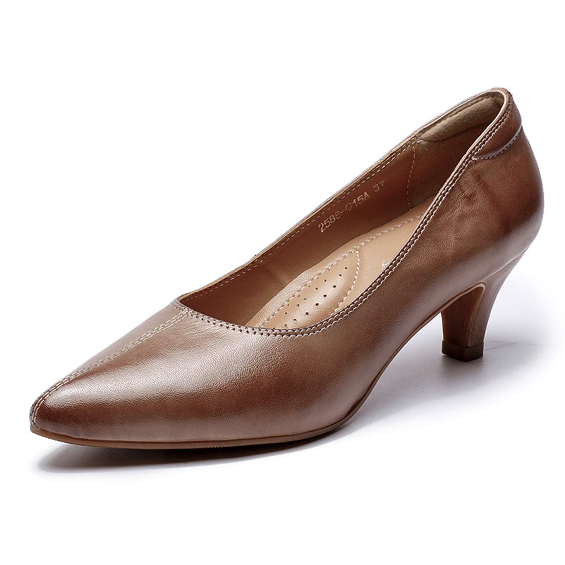 Women's Leather Pumps - Pointed Toe Medium Heel Dress Shoes for Office & Professional Women | Comfortable Work Shoes for Business, Wedding & Formal Occasions