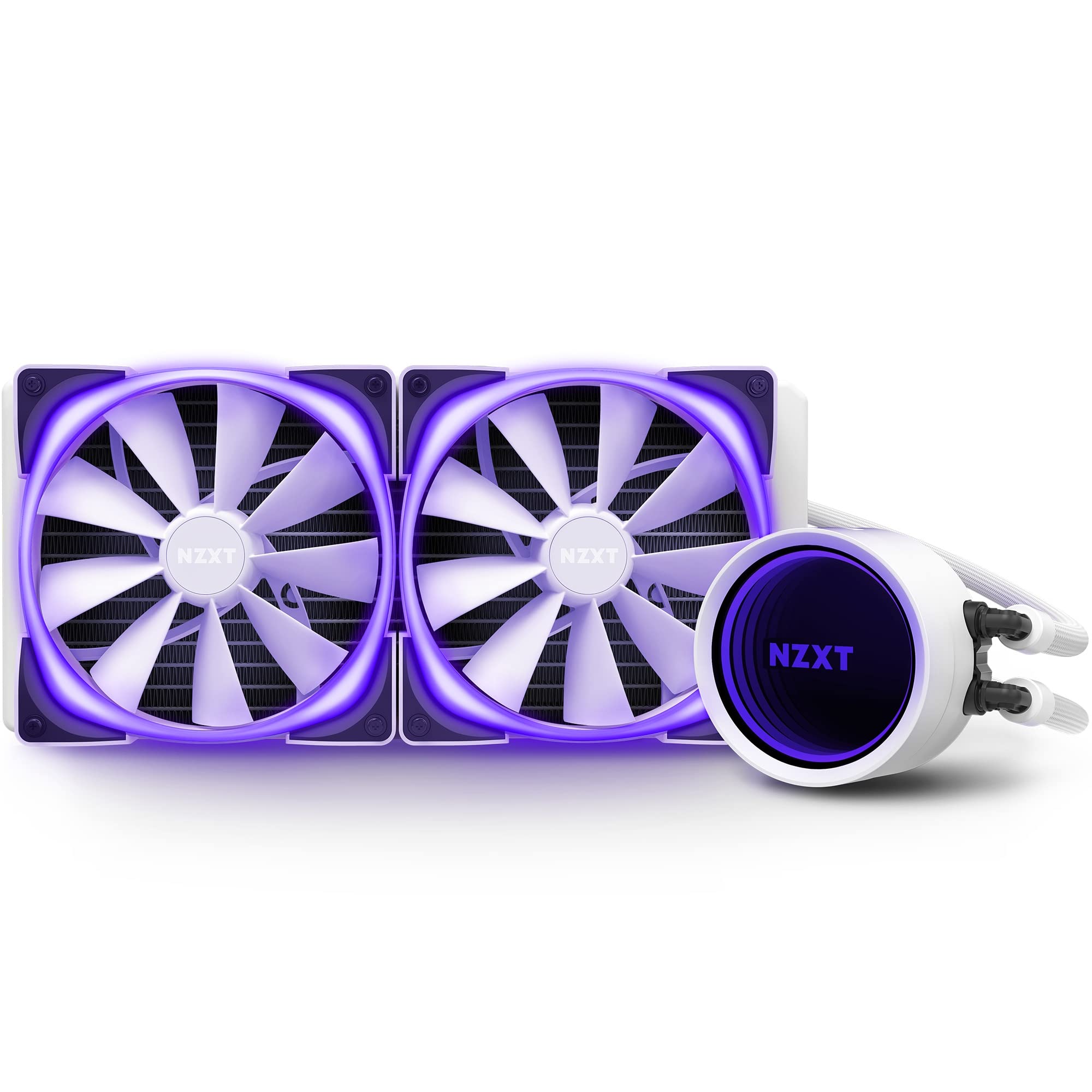 NZXT Kraken X63 RGB 280mm AIO Liquid CPU Cooler - Infinity Mirror Design with RGB Lighting - Includes 2 Aer RGB V2 140mm Fans - White - Perfect for Gaming PCs and High-Performance Workstations