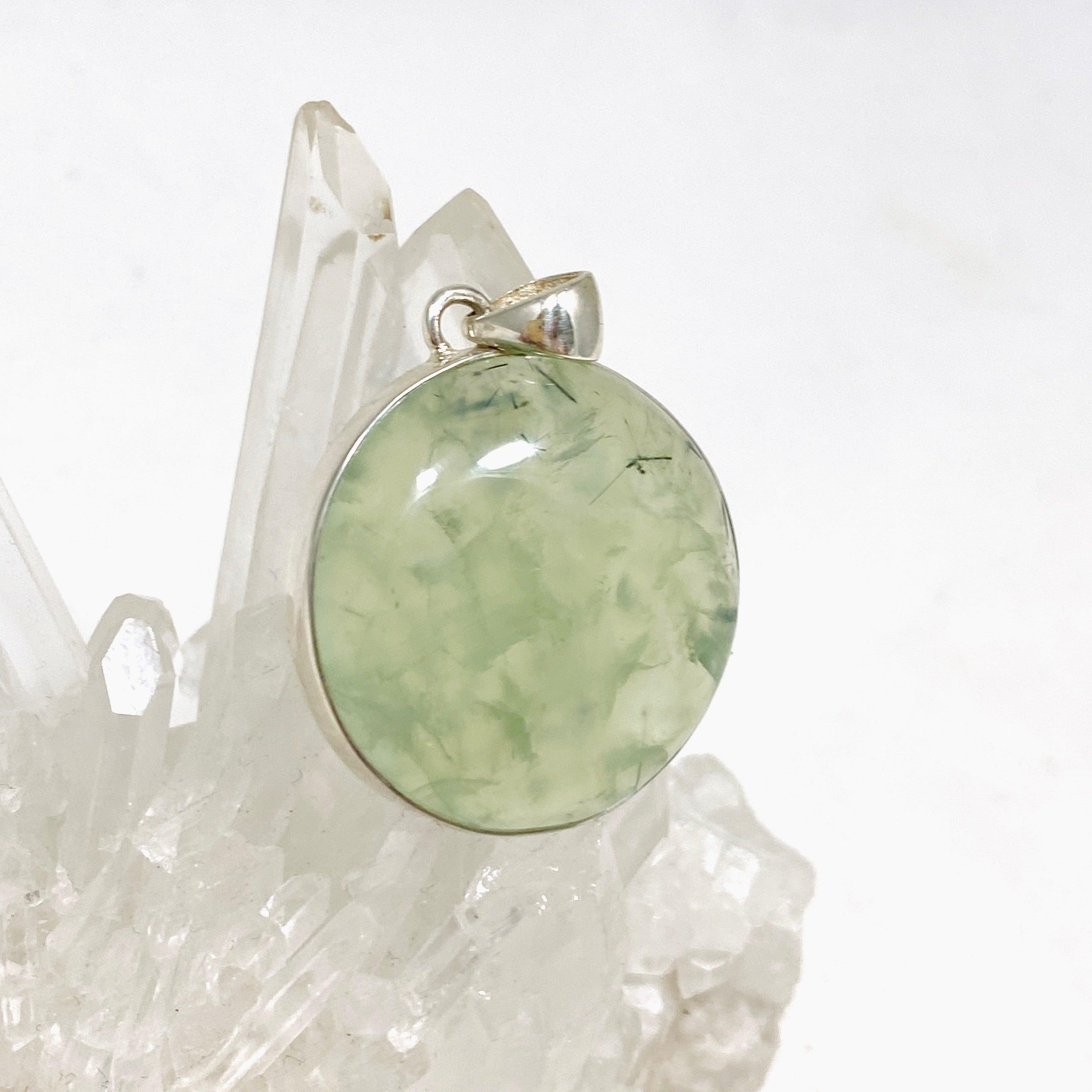 Natural Prehnite Round Pendant Necklace KPGJ4284 - Elegant Gemstone Jewelry for Women, Perfect for Daily Wear, Gifts & Special Occasions