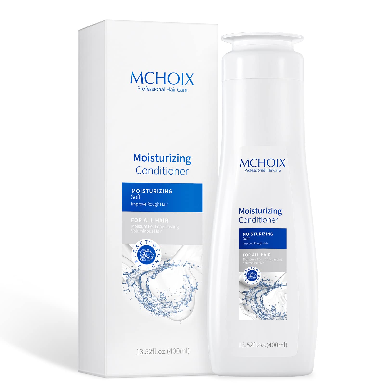 Organic Coconut Extract Moisturizing Conditioner for Dry Damaged Hair - Deep Hydration Frizz Control & Repair Treatment - Leaves Hair Soft Smooth & Shiny - Perfect for Permed Color-Treated or Heat-Damaged Hair