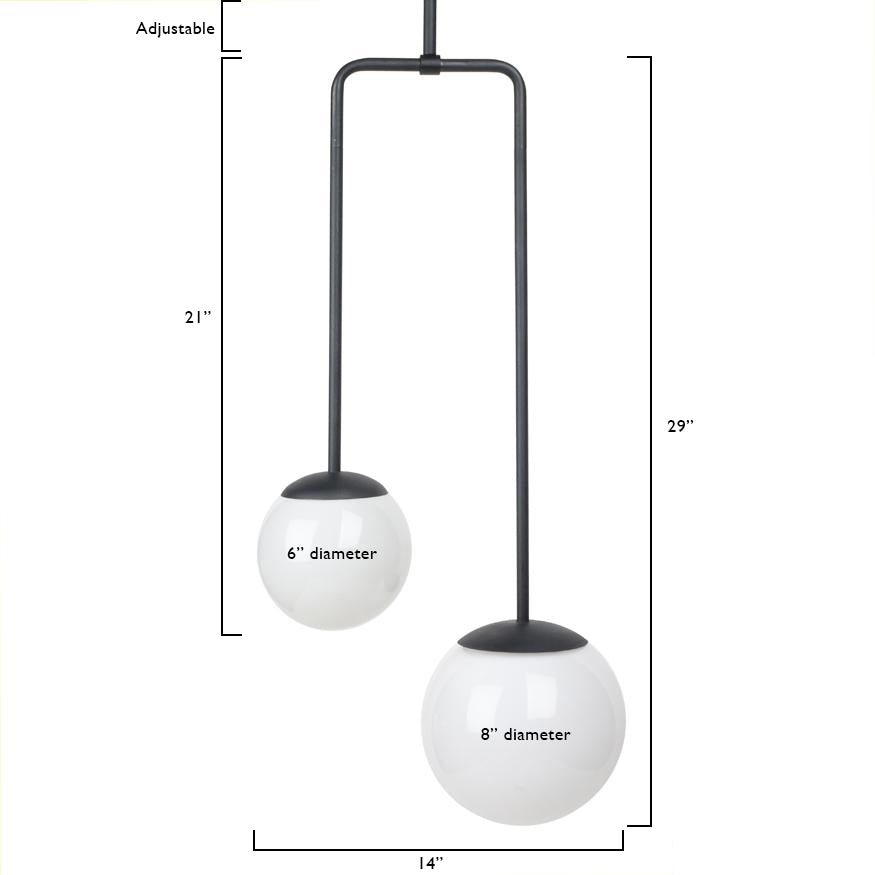 Black Double Circuit Globe Pendant Light - Modern Industrial Ceiling Fixture for Dining Room, Kitchen, or Living Room Lighting