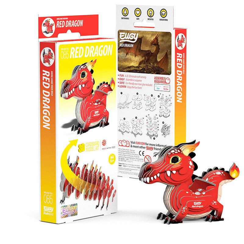 Eugy 3D Puzzle Dragon Model Kit - DIY Cardboard Construction Toy for Kids & Adults | Creative Home Decor, Birthday Gift & STEM Learning Activity
