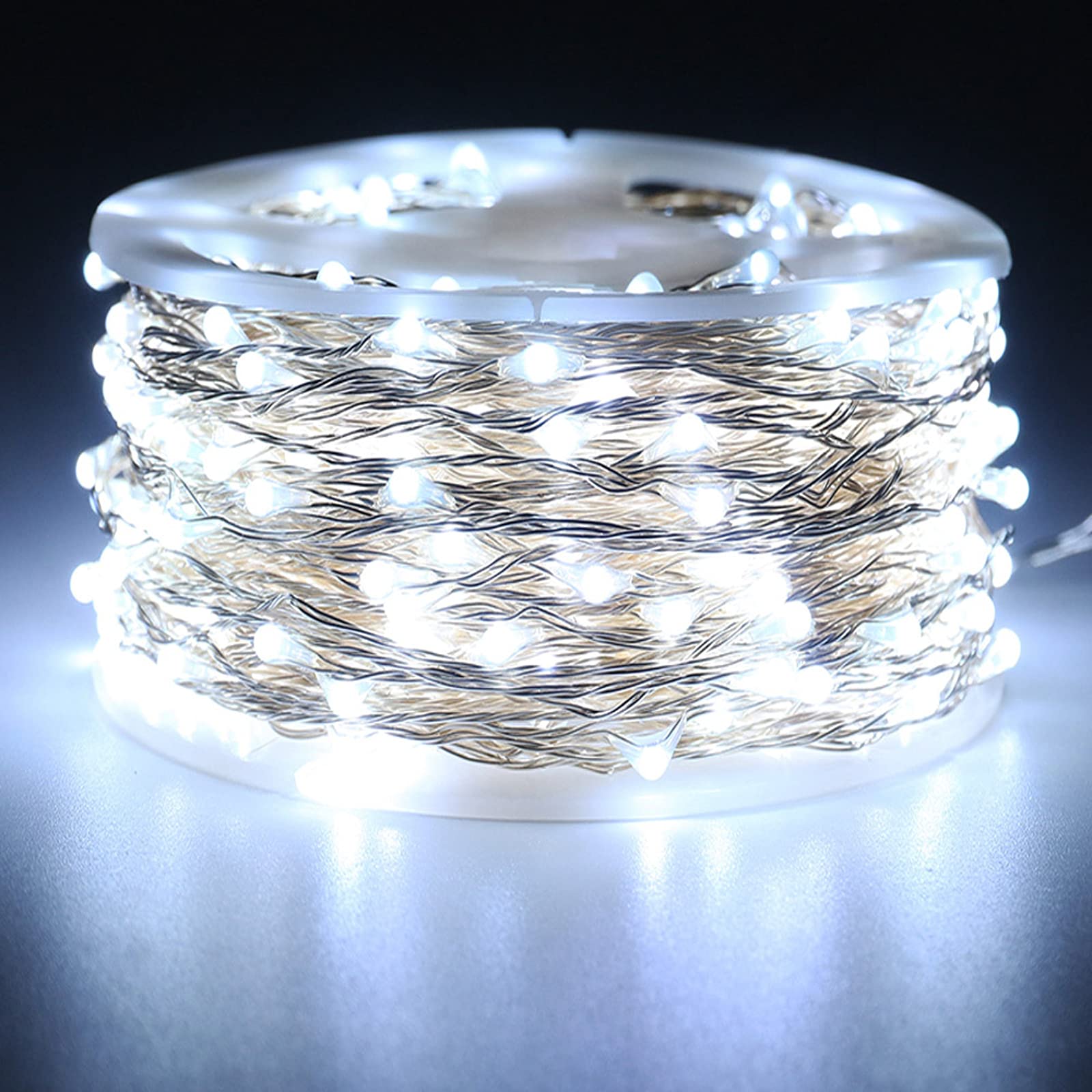 RUICHEN 500 LED Dimmable Fairy Lights - 165ft Super Long Waterproof Twinkle String Lights with Remote Control | Cool White Plug-in Silver Wire Firefly Lights for Christmas, Wedding, Party, Bedroom, Patio & Garden Decor | Indoor & Outdoor Use