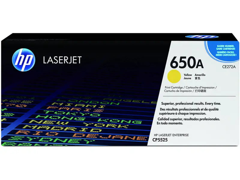 HP 650A Yellow Toner Cartridge - Compatible with HP CP5525 & M750 Series Printers - High-Yield Replacement for Office & Home Printing