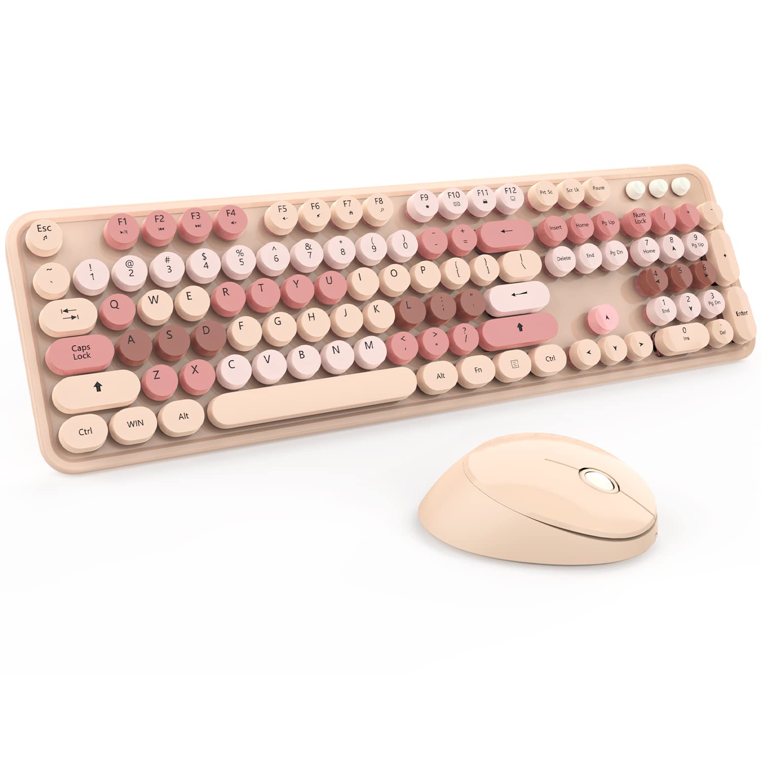 Wireless Keyboard and Mouse Combo - 2.4GHz Ergonomic 104-Key with Number Pad for Windows PC, Laptop, Desktop - Chocolate Color - Perfect for Office Work, Gaming & Home Computing