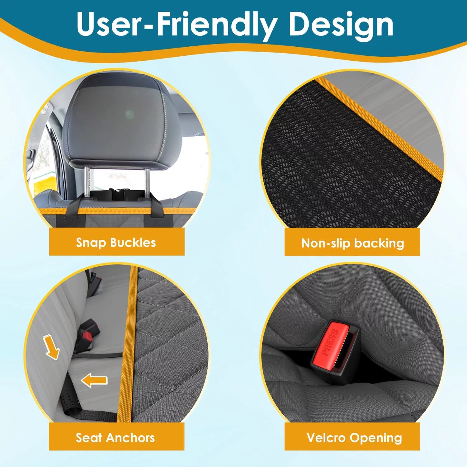 Premium Waterproof Dog Car Seat Cover - Non-Slip Scratchproof Pet Seat Protector for SUV, Truck & Cars with Mesh Window & Bonus Seat Belt - Perfect for Travel, Road Trips & Daily Commutes
