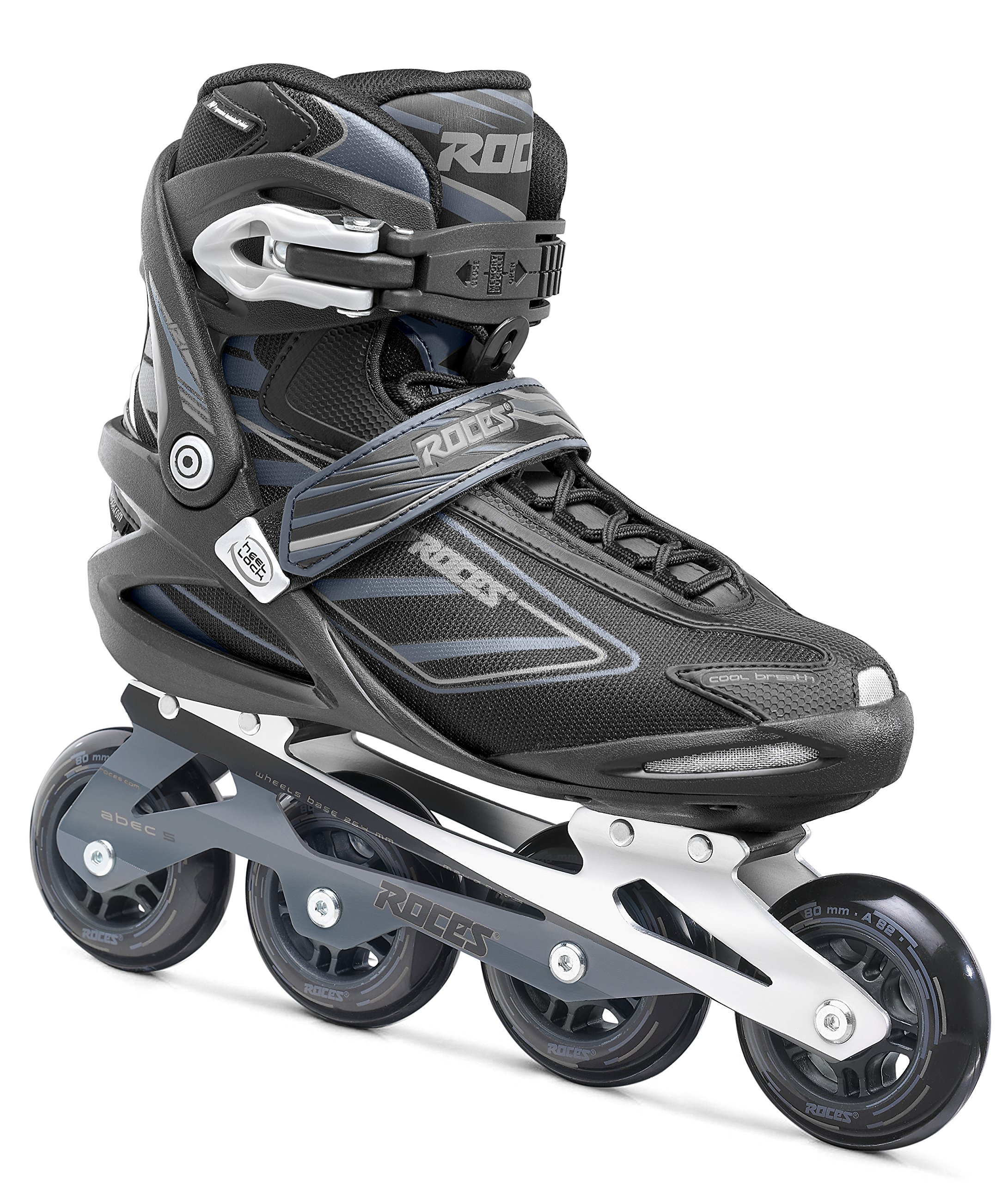 Roces Men's Izi Black-Charcoal Inline Skates for Fitness, Urban Skating & Outdoor Rollerblading