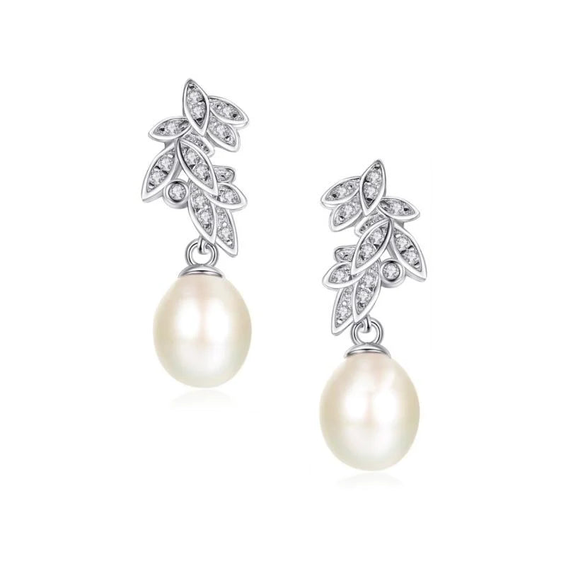 Ivory & Pink Pearl Drop Wedding Earrings for Brides – Elegant Bridal Jewelry for Ceremony & Reception
