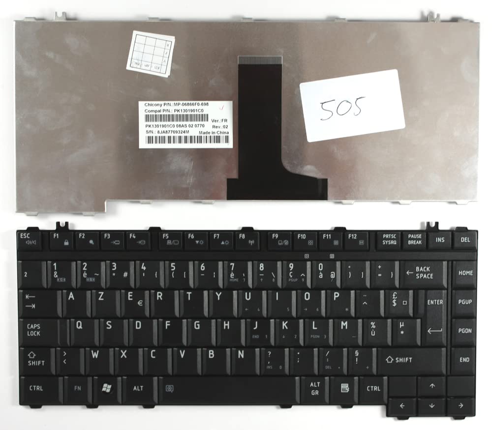 Original Black Replacement Laptop Keyboard for Toshiba Satellite A205-SP5821 - French Layout - Perfect for Typing, Programming & Multilingual Use