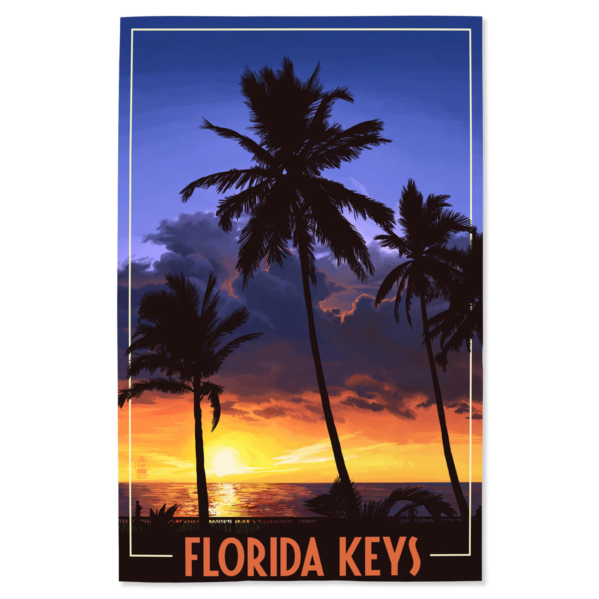 Lantern Press 16x24 Inch Giclee Print - Florida Keys Sunset with Palm Trees Wall Art | Premium Canvas Painting for Beach House Decor, Living Room & Office