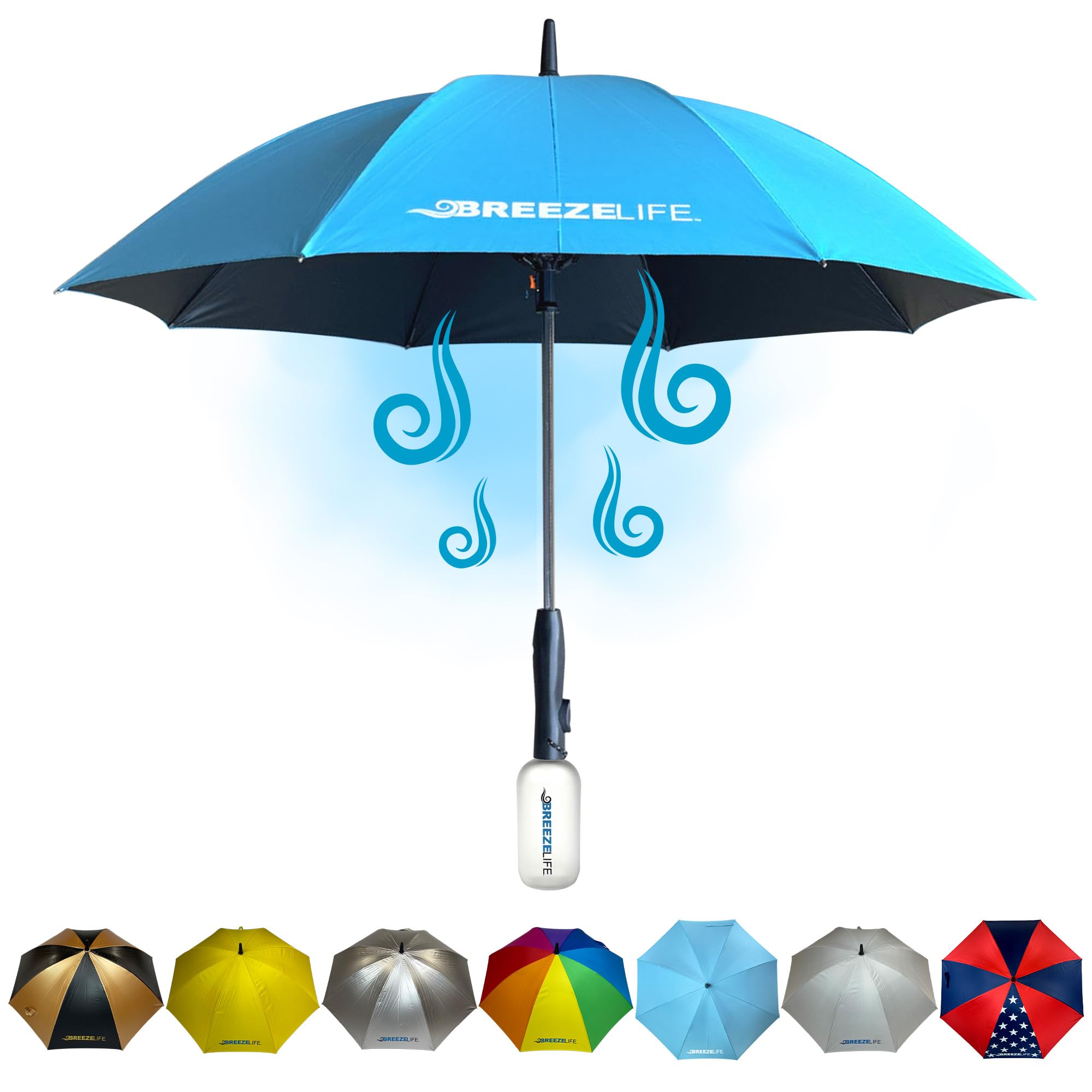 Mister Breeze Sun Umbrella with Fan - Portable Cooling for Beach & Outdoor