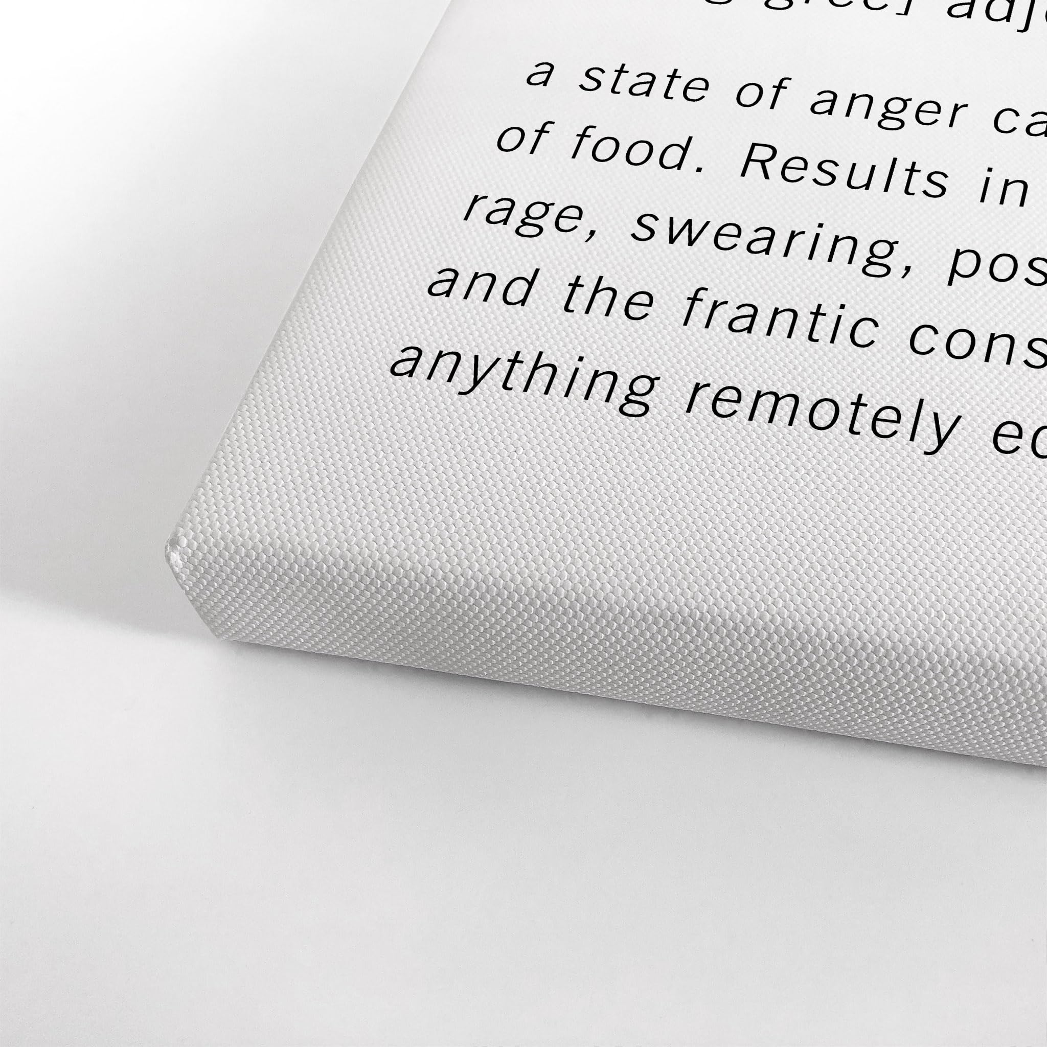 Funny Adjective Noun Dictionary Definition of Hangry Canvas Print - Inspirational Quote Wall Art for Office, Living Room, Bedroom & Bathroom - Ready to Hang Home Decor (40x30 inches, Made in USA) - Perfect Gift for Food Lovers & Home Styling