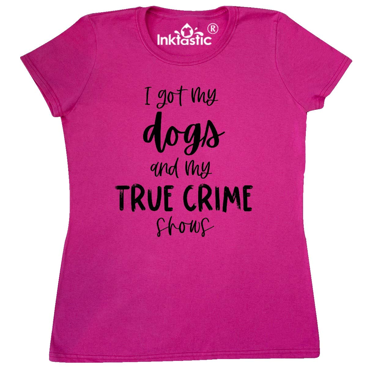 Inktastic Women's Funny Dog Lover & True Crime Fan T-Shirt - Comfortable Cotton Tee for Casual Wear, Dog Park Outings & Binge-Watching Shows